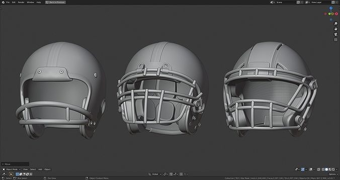 Various Football Helmets 3D Model Collection