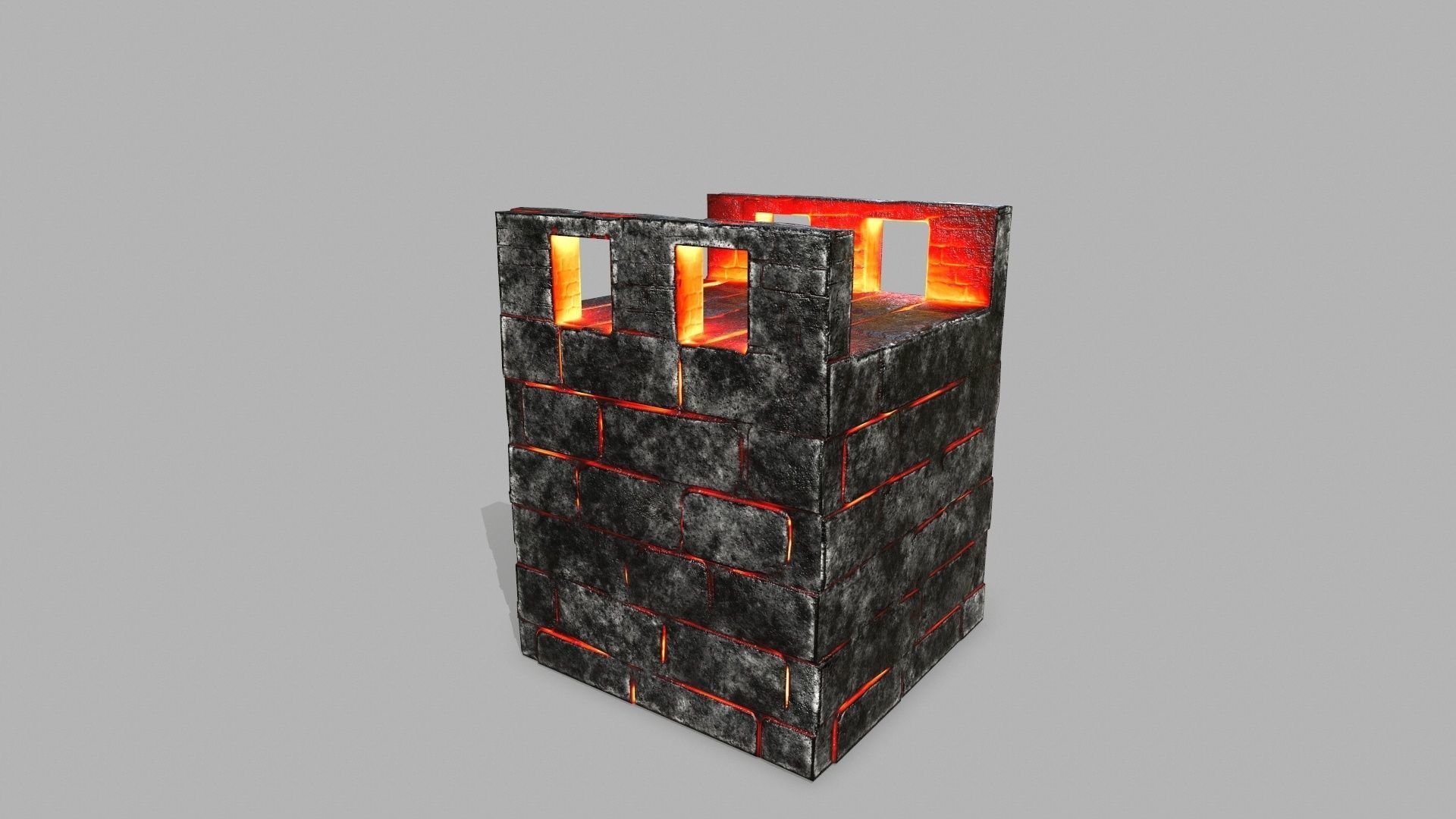 Stair Set of stairs with flames Low-poly 3D model_20