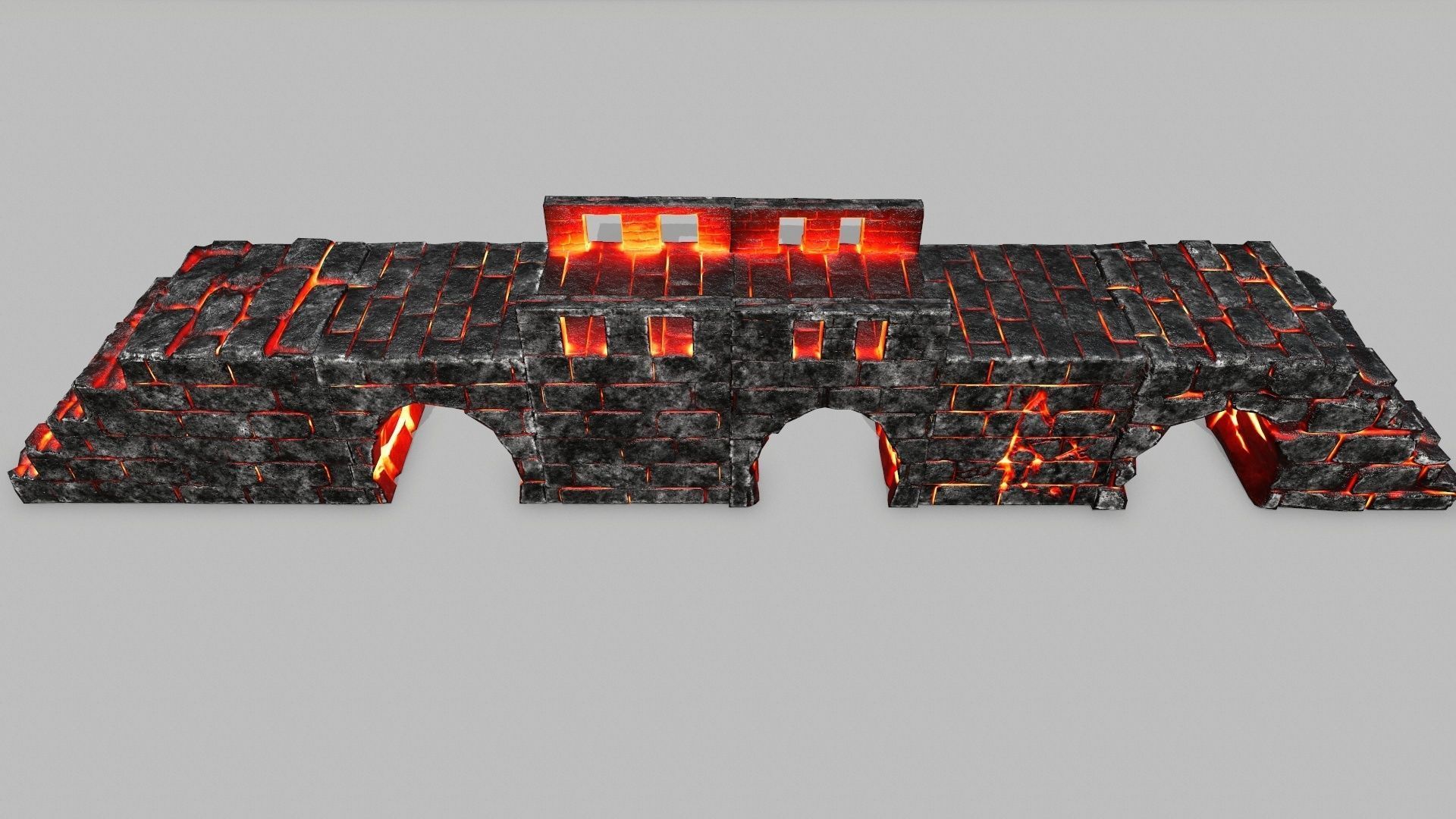 Stair Set of stairs with flames Low-poly 3D model_2