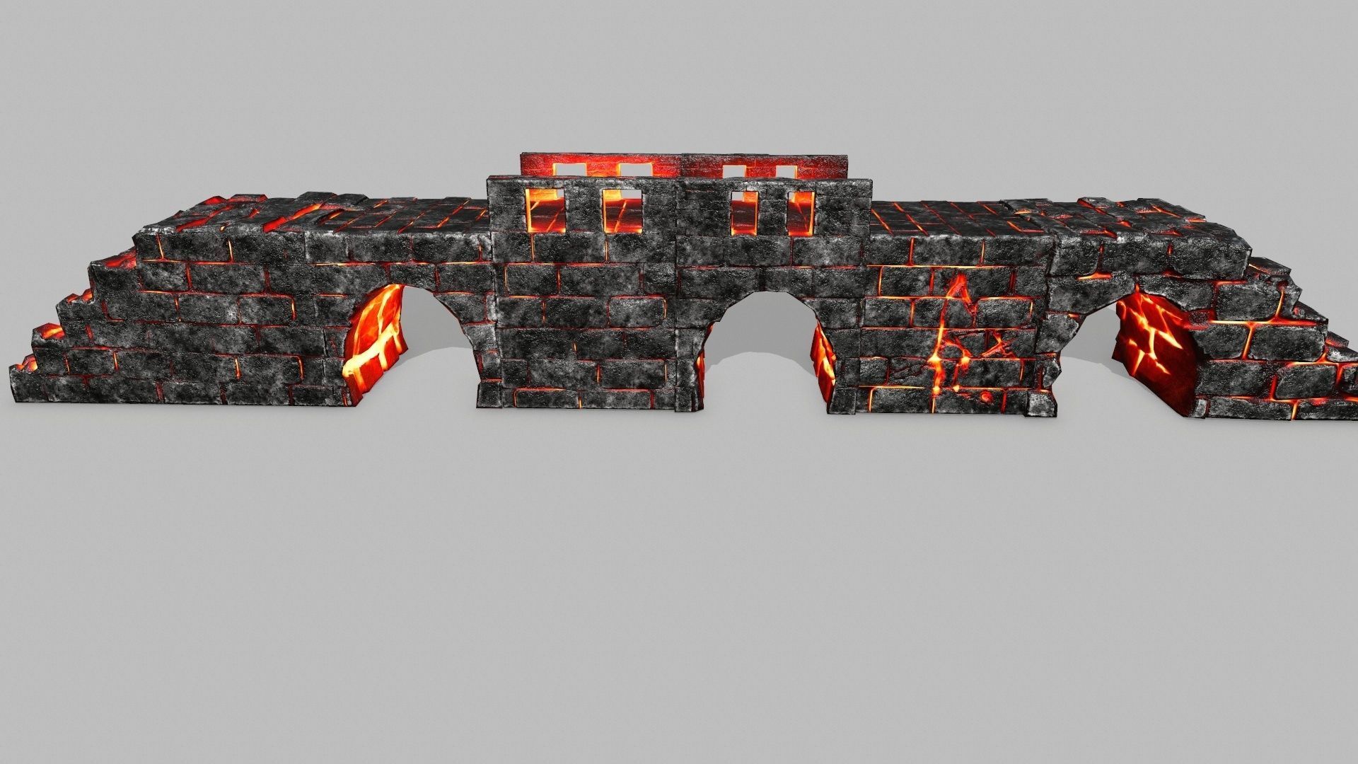 Stair Set of stairs with flames Low-poly 3D model_3