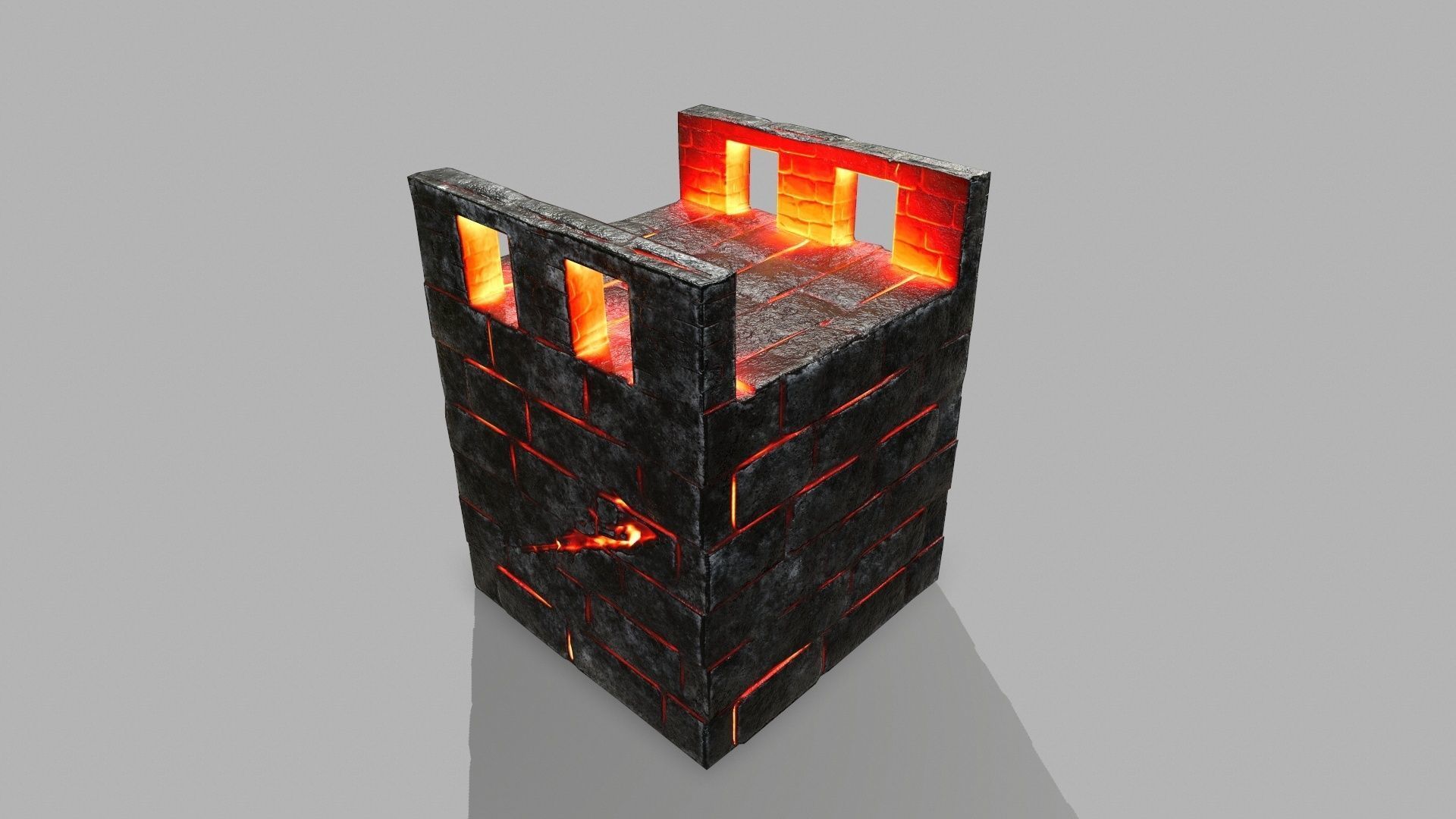 Stair Set of stairs with flames Low-poly 3D model_21