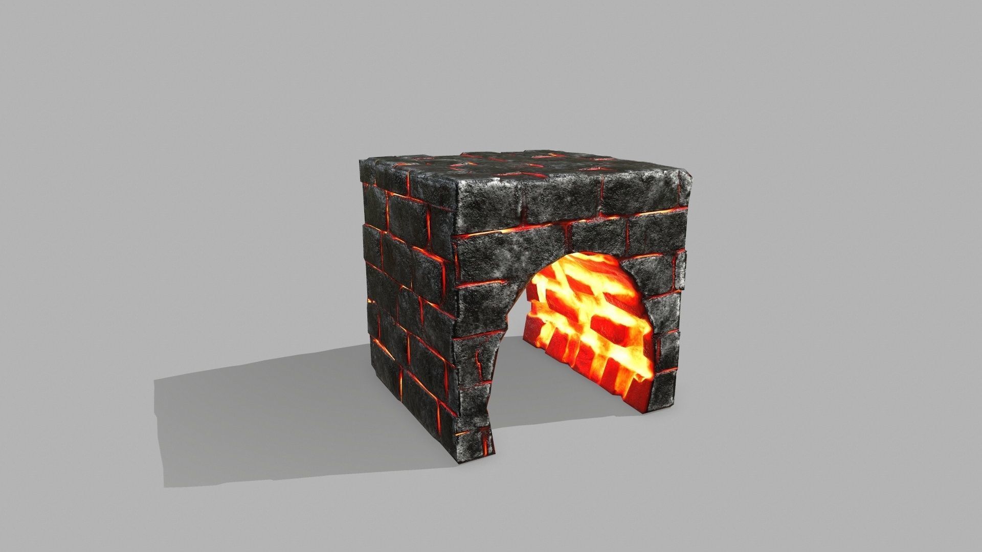 Stair Set of stairs with flames Low-poly 3D model_13