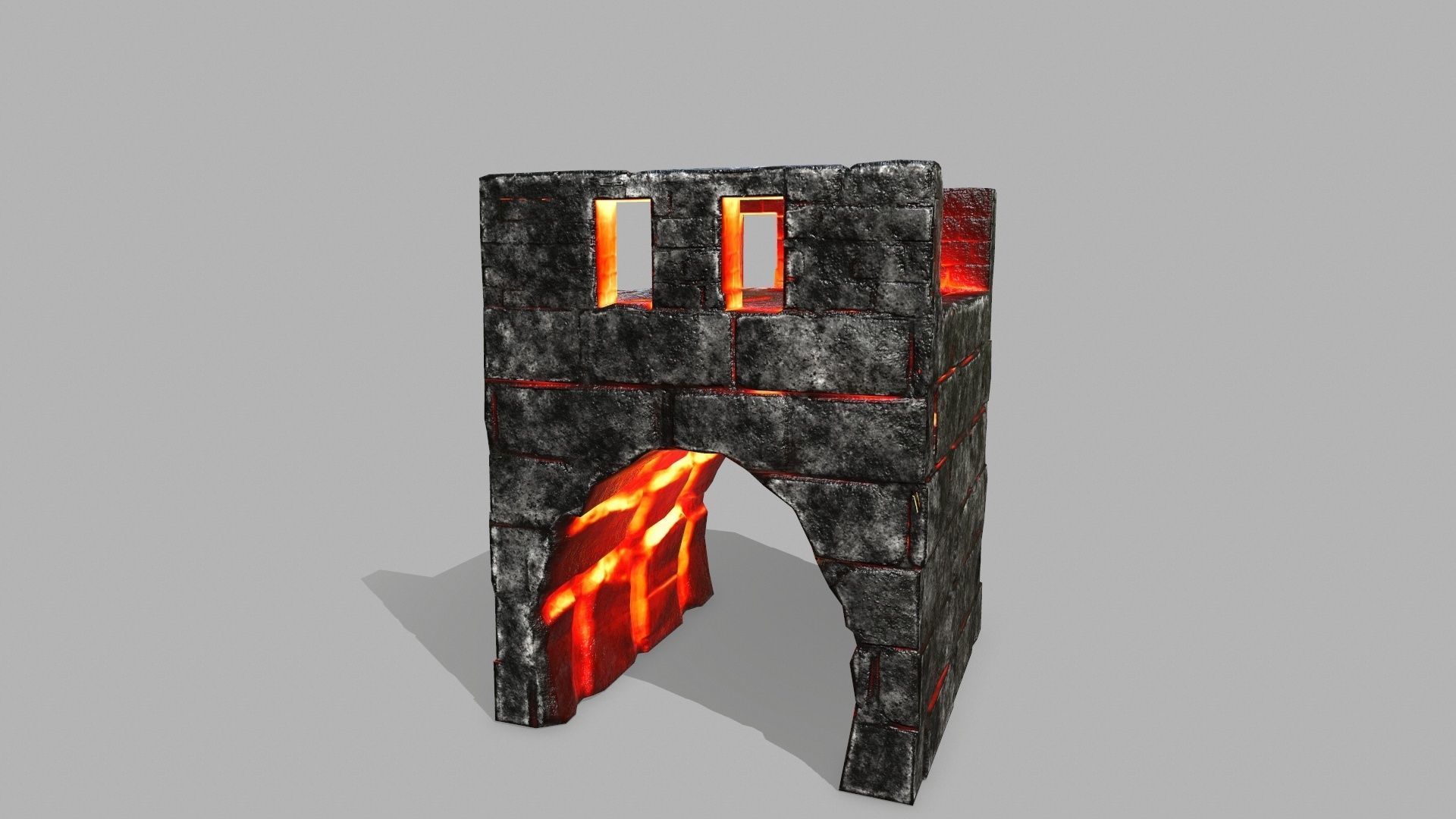 Stair Set of stairs with flames Low-poly 3D model_16