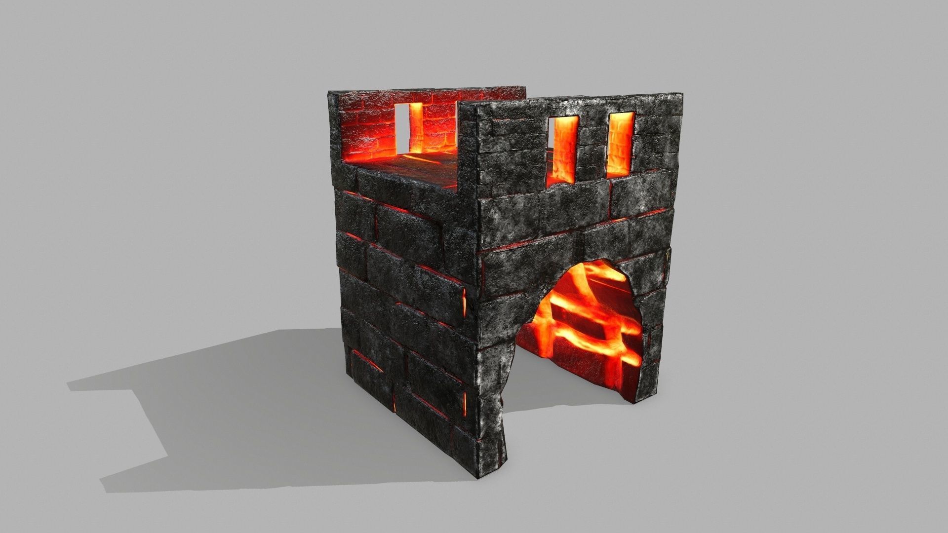 Stair Set of stairs with flames Low-poly 3D model_15