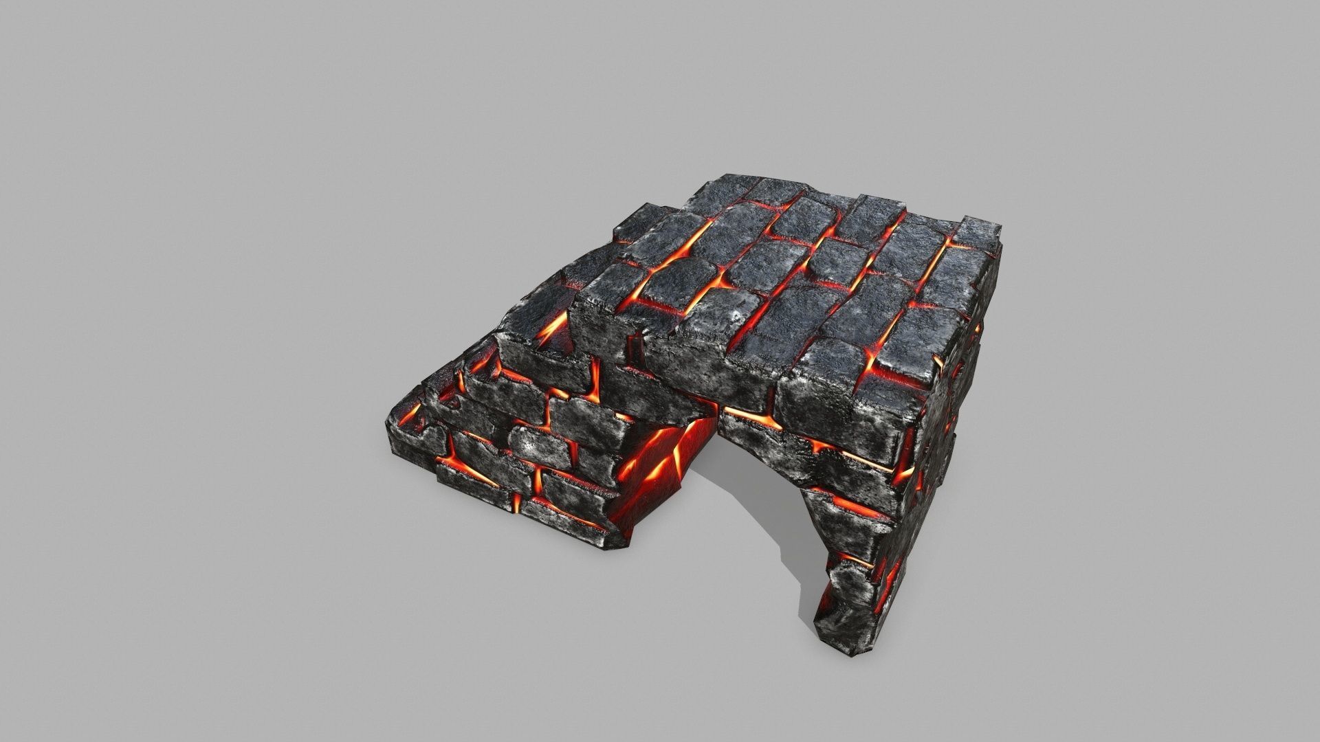 Stair Set of stairs with flames Low-poly 3D model_12