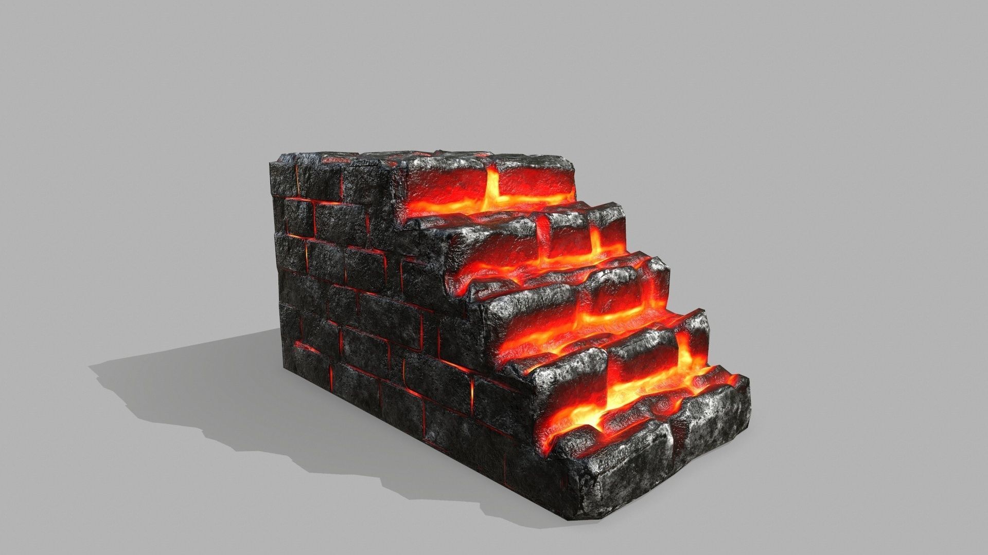 Stair Set of stairs with flames Low-poly 3D model_7