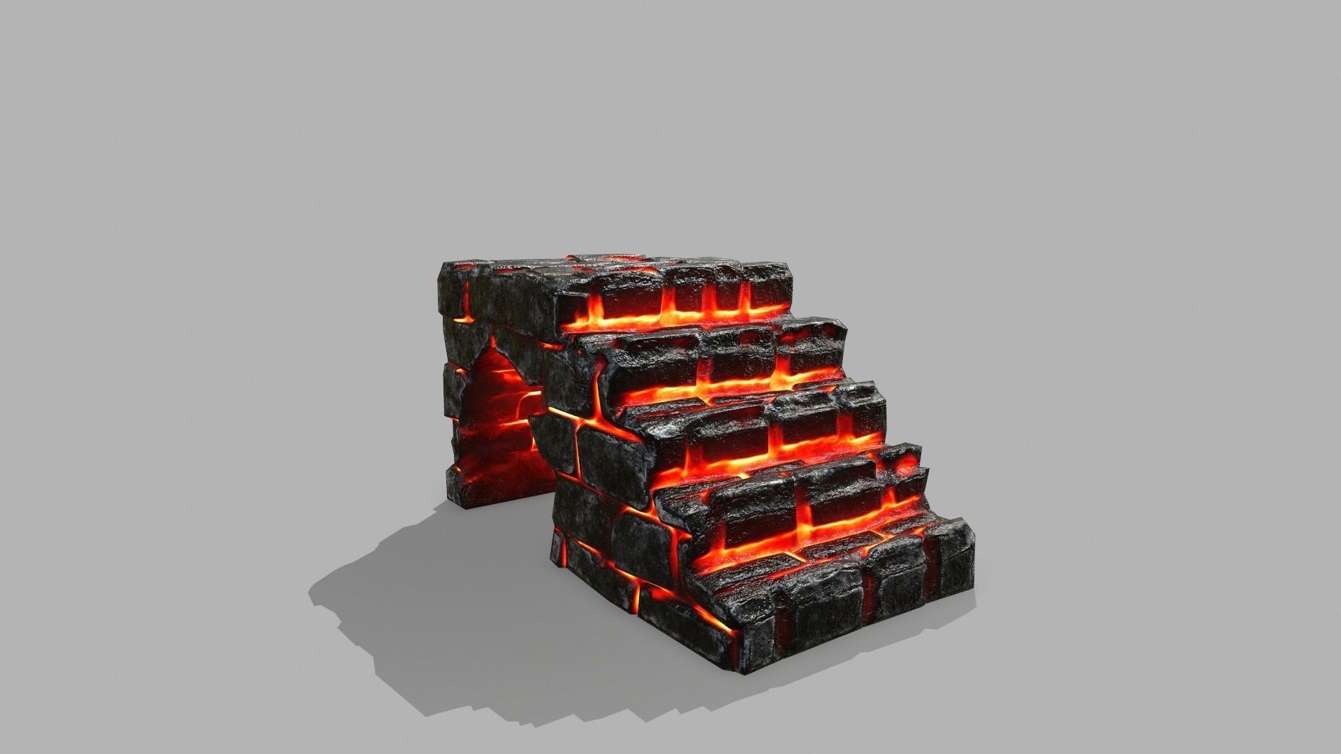 Stair Set of stairs with flames Low-poly 3D model_10