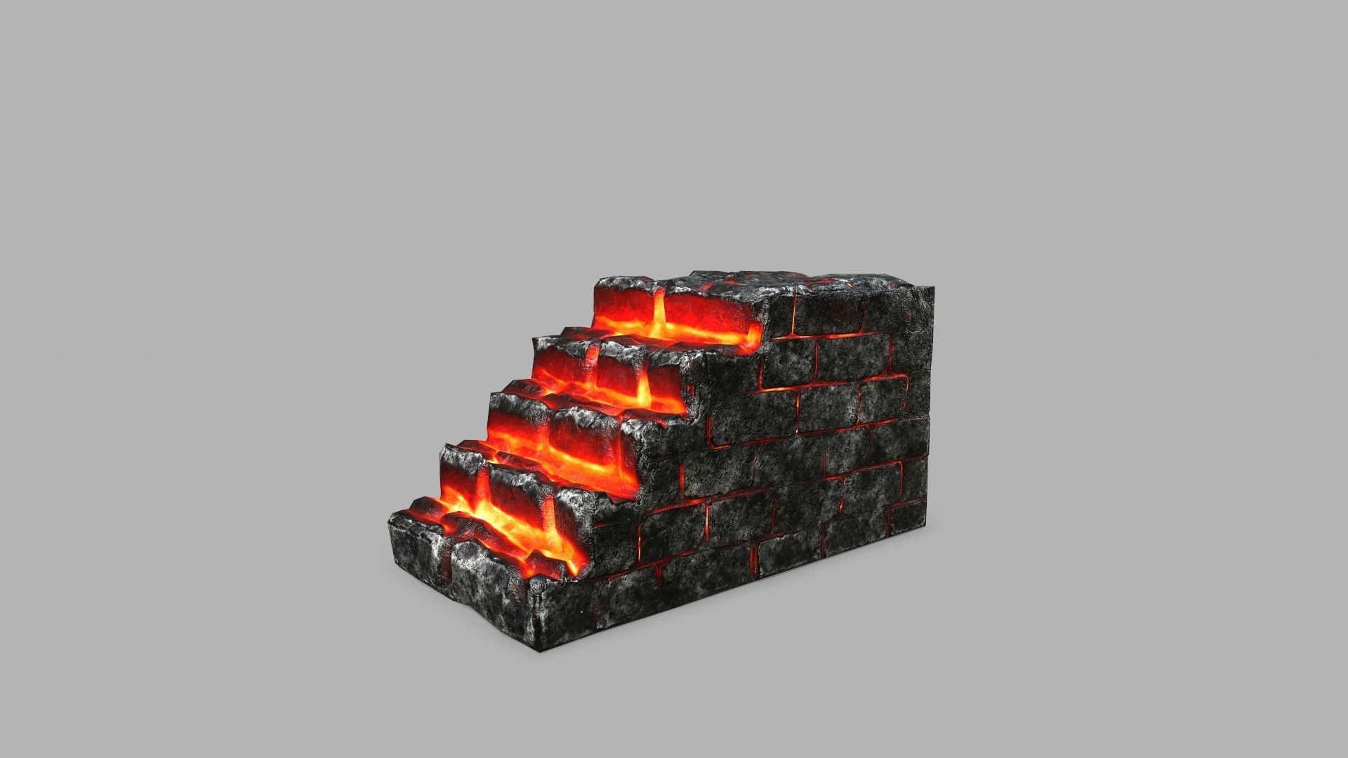 Stair Set of stairs with flames Low-poly 3D model_8