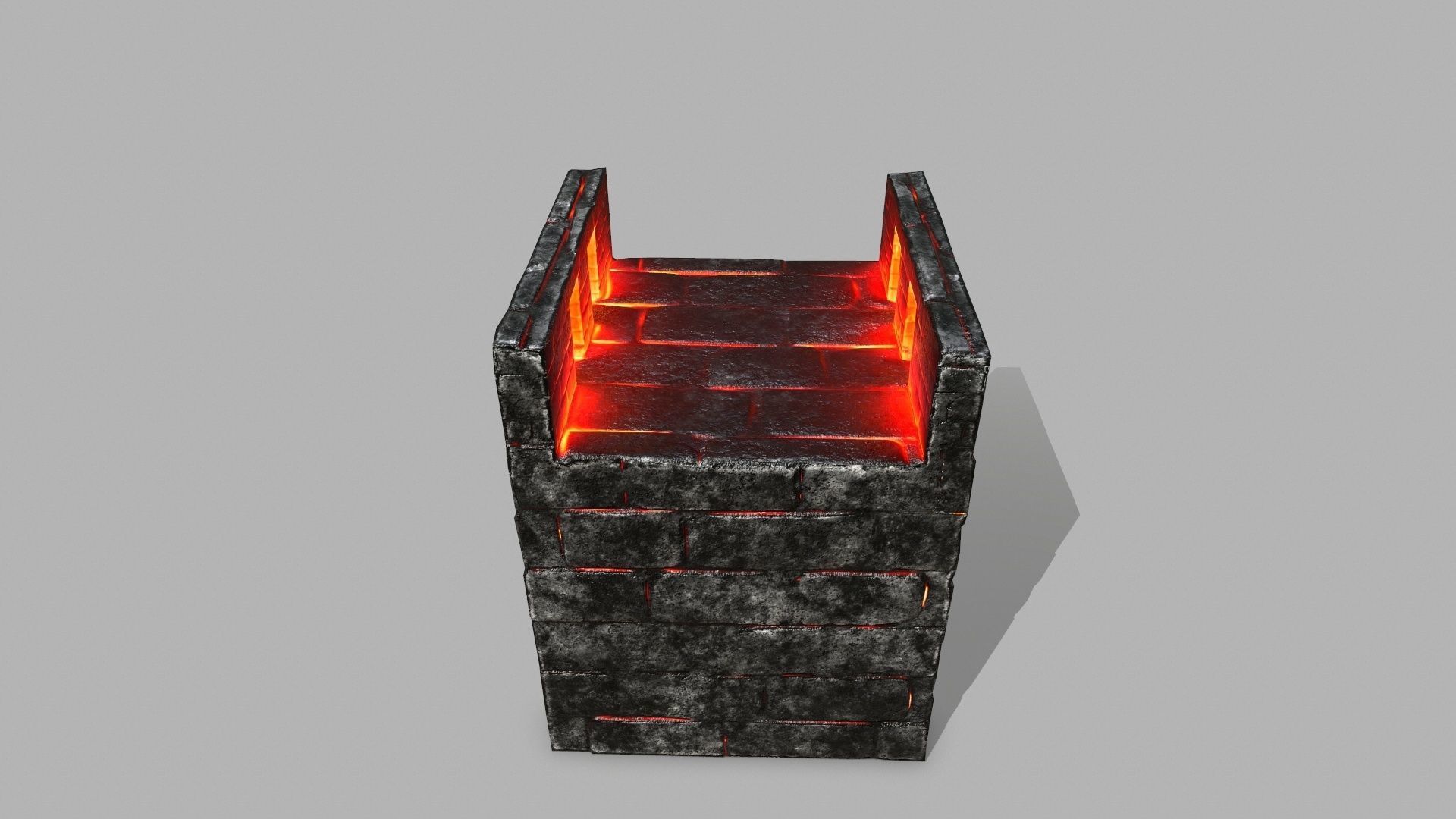 Stair Set of stairs with flames Low-poly 3D model_17