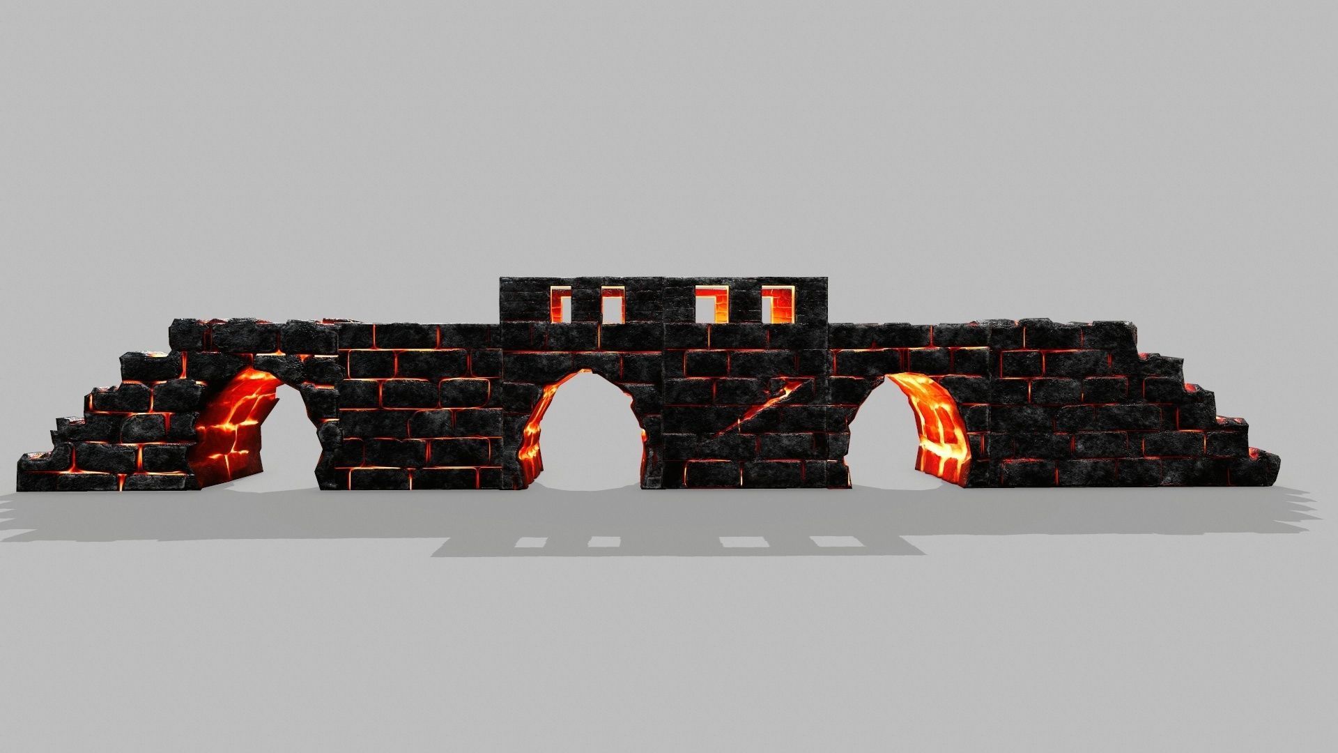 Stair Set of stairs with flames Low-poly 3D model_4