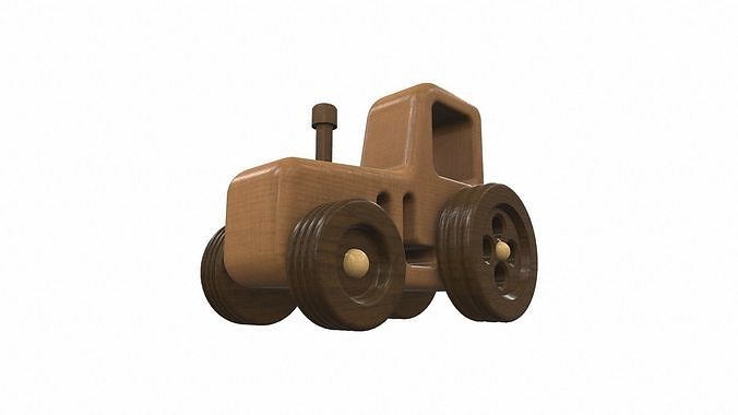 Wooden tractor toy 10 Free 3D model