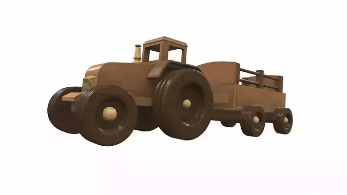 Wooden tractor and trailer toy 1