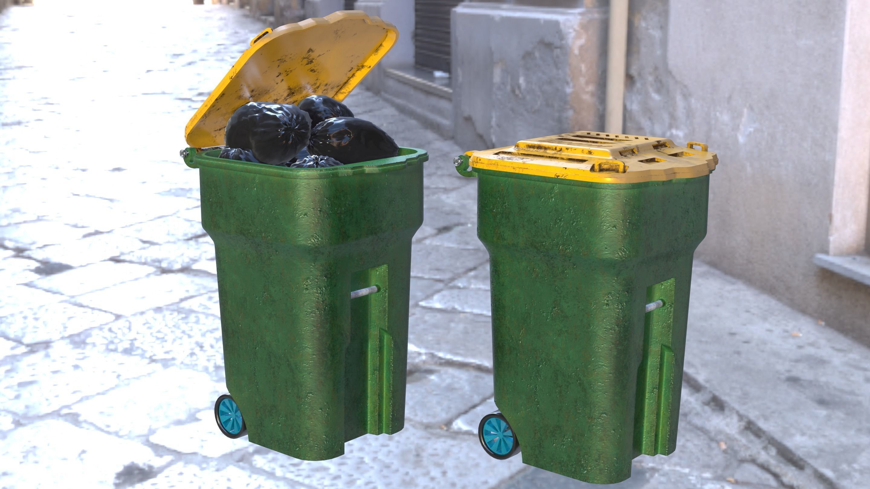 Garbage can Low-poly 3D model_19