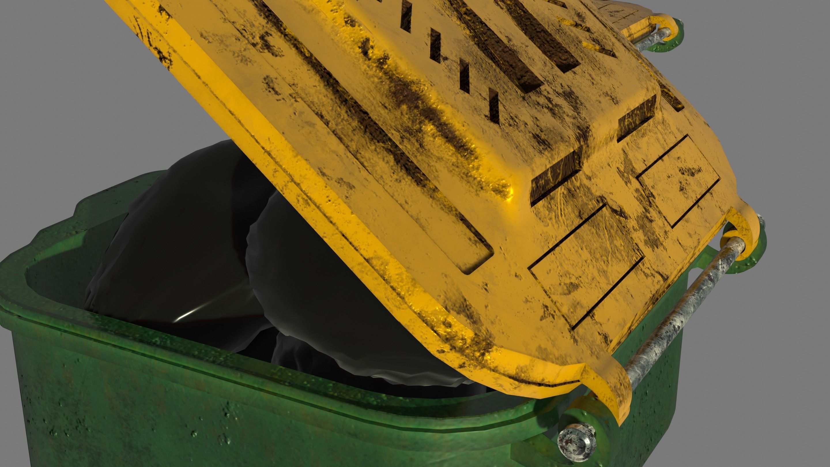 Garbage can Low-poly 3D model_4