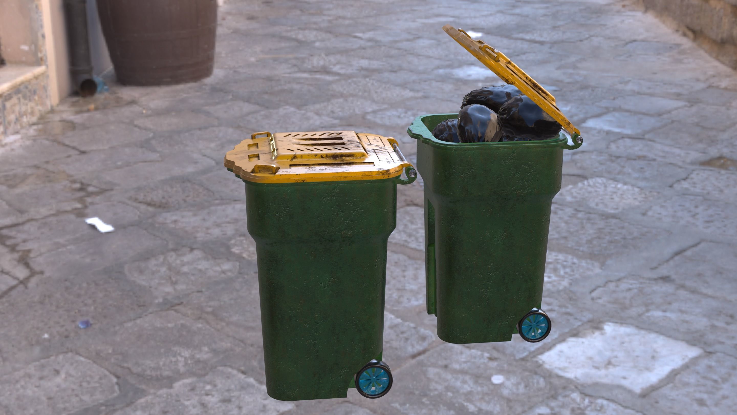 Garbage can Low-poly 3D model_16