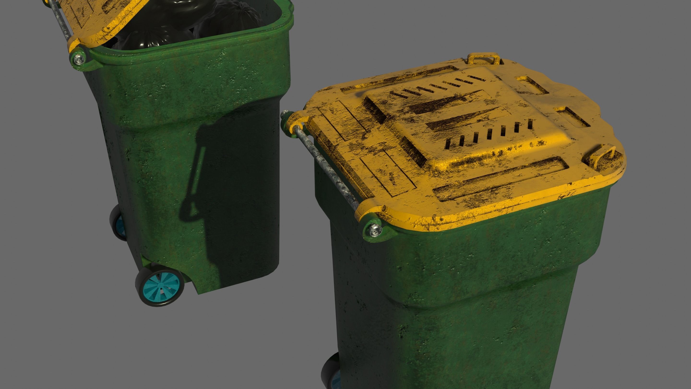 Garbage can Low-poly 3D model_10