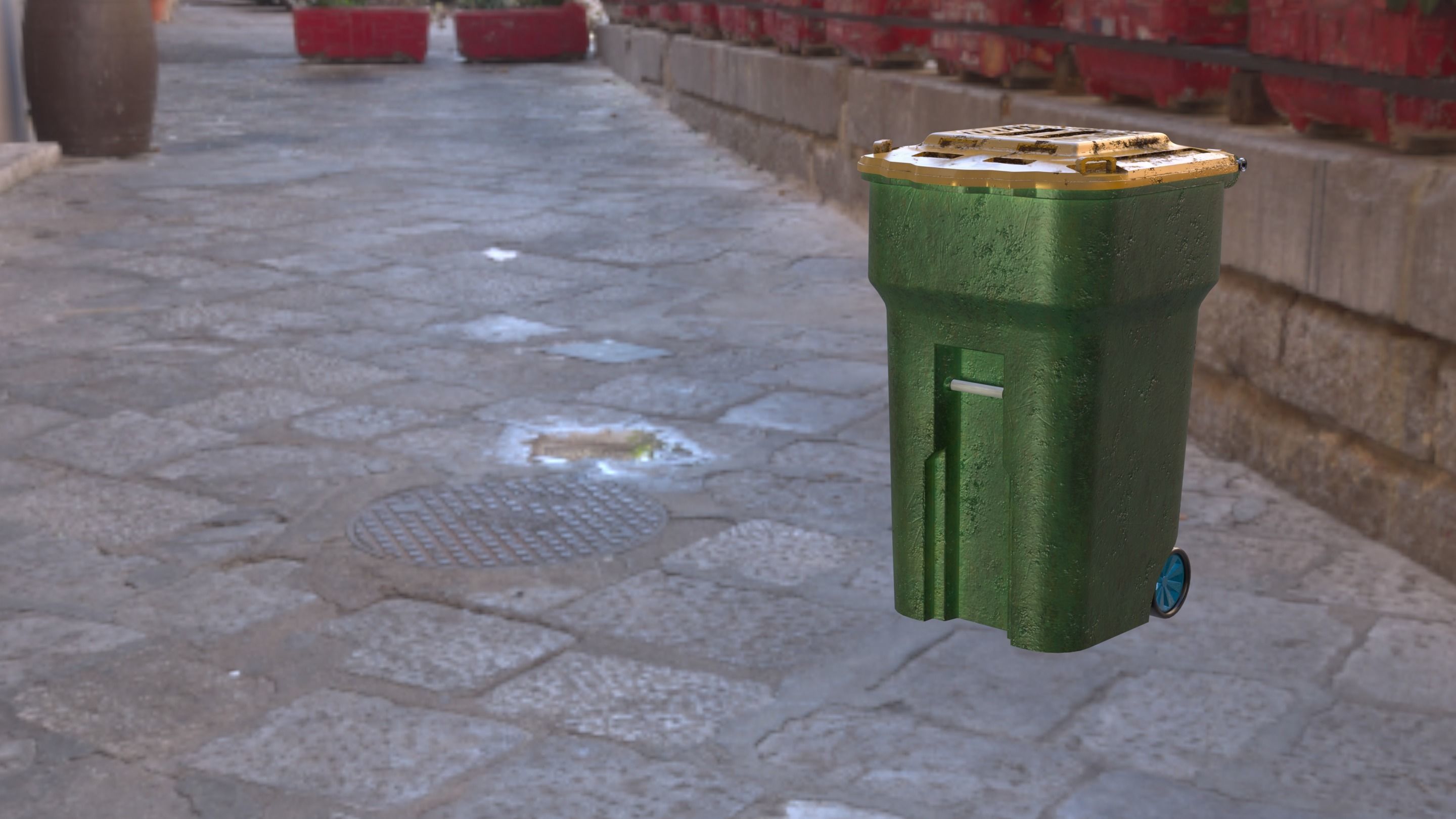 Garbage can Low-poly 3D model_17