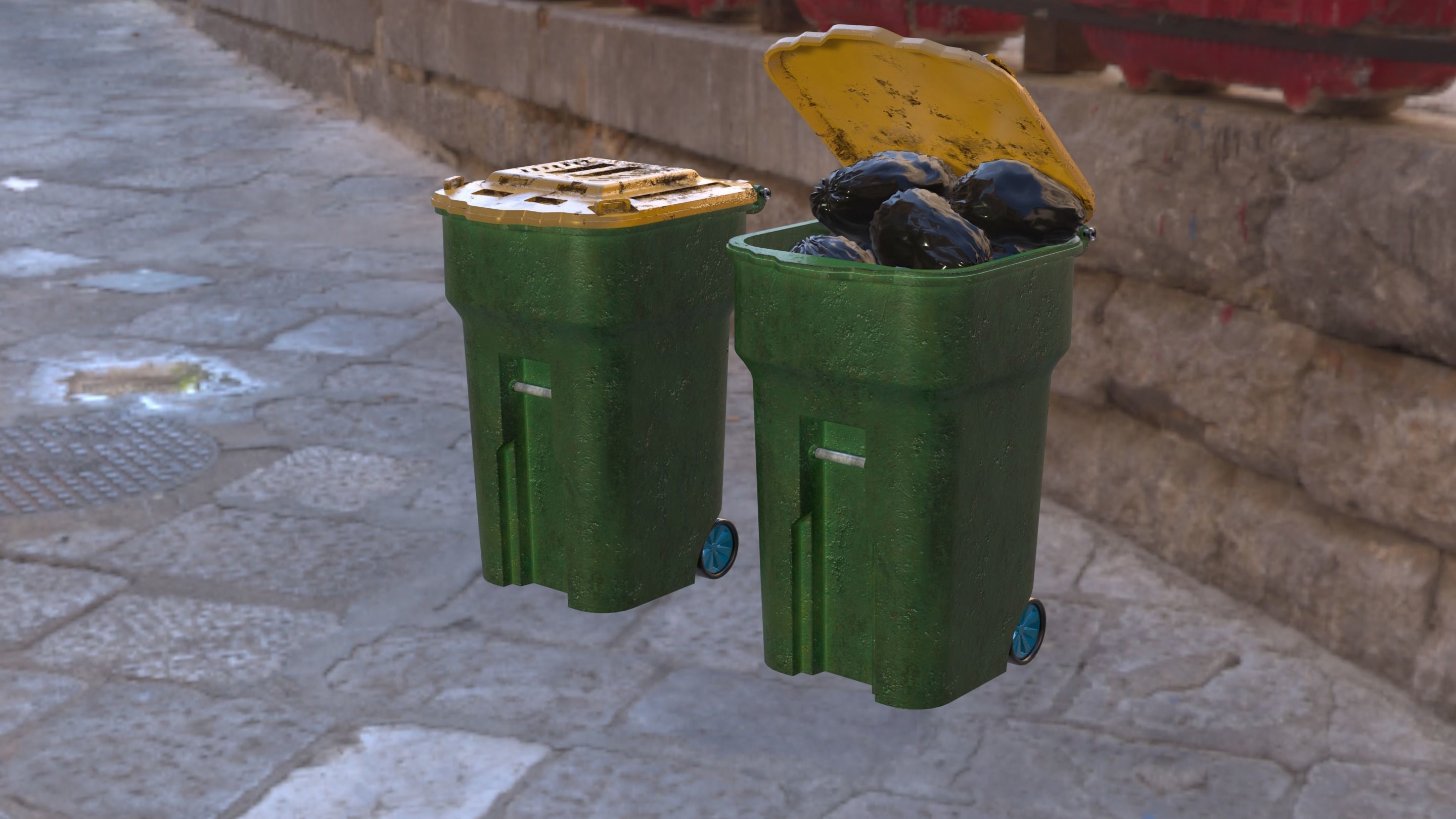 Garbage can Low-poly 3D model_18