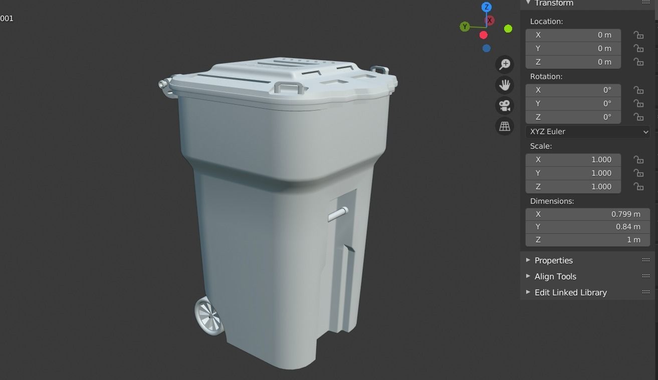 Garbage can Low-poly 3D model_15