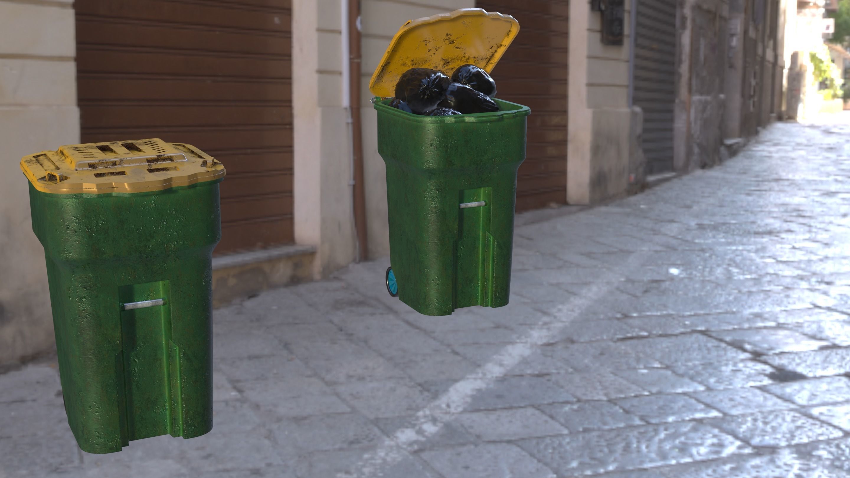 Garbage can Low-poly 3D model_20