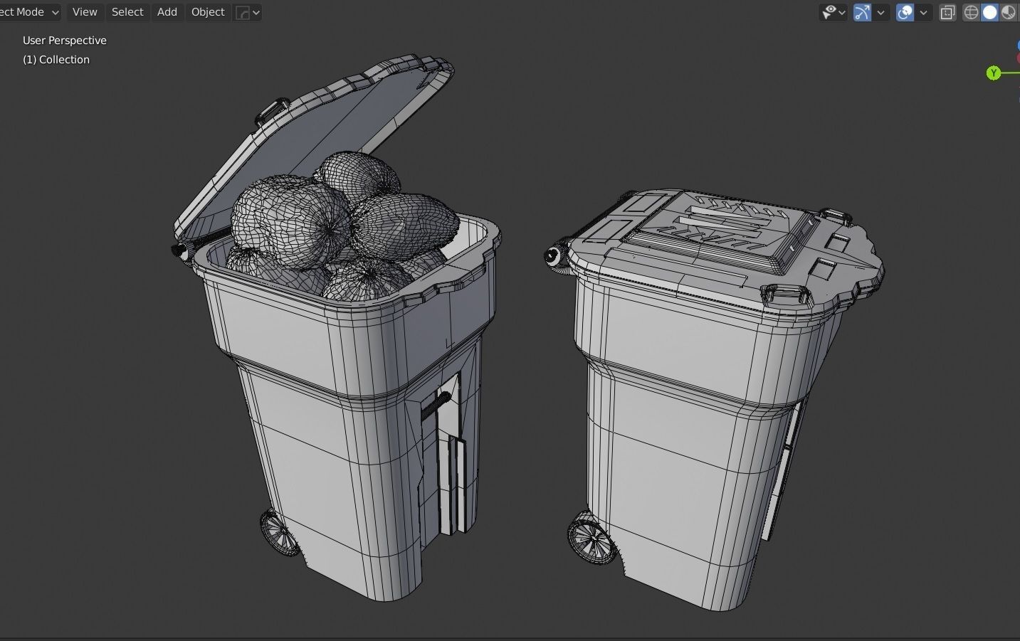 Garbage can Low-poly 3D model_3