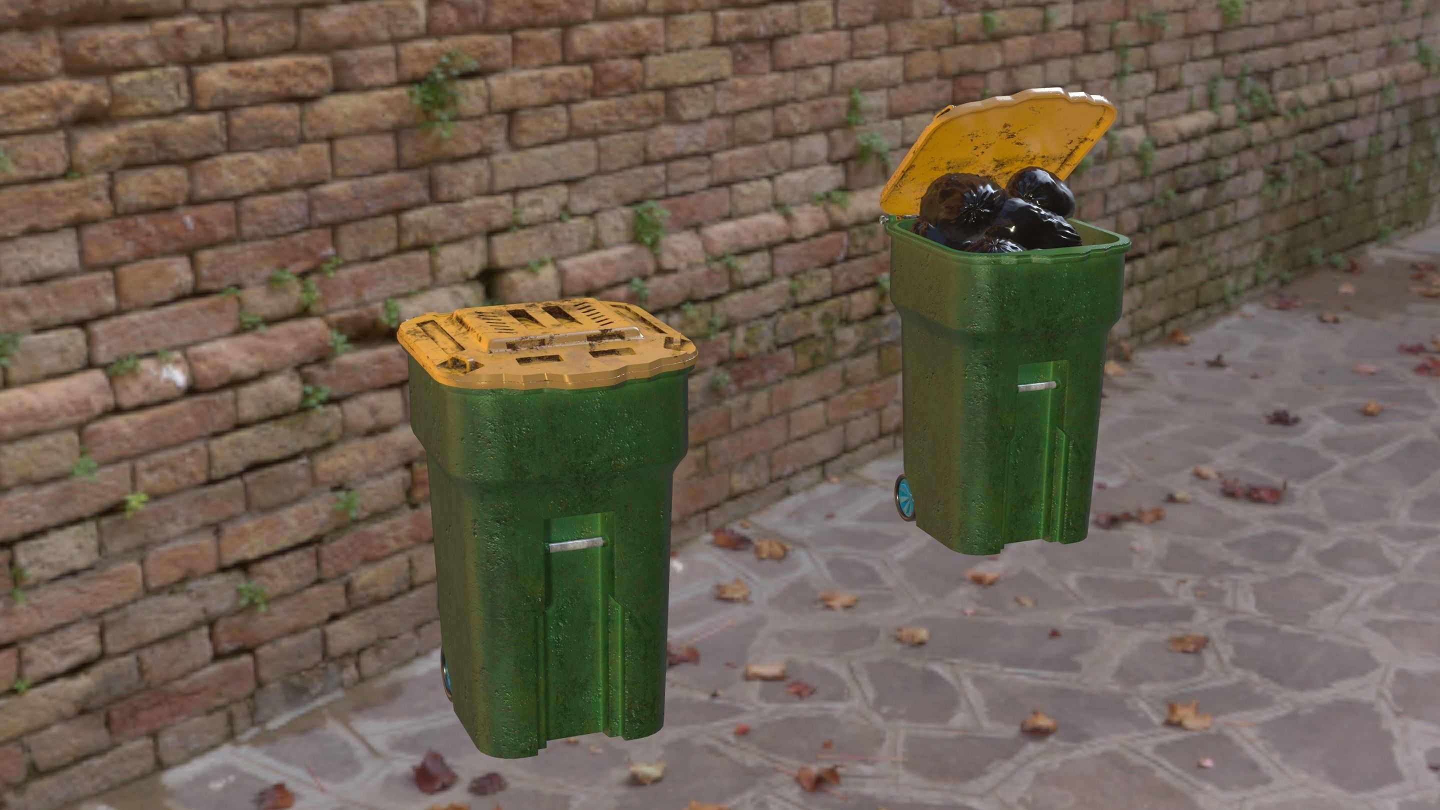 Garbage can Low-poly 3D model_1