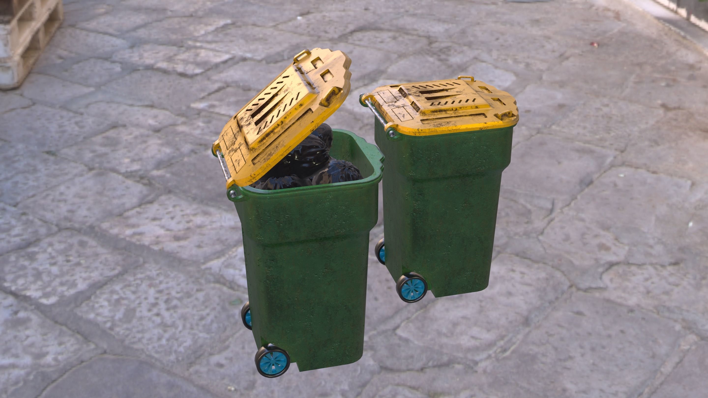 Garbage can Low-poly 3D model_9