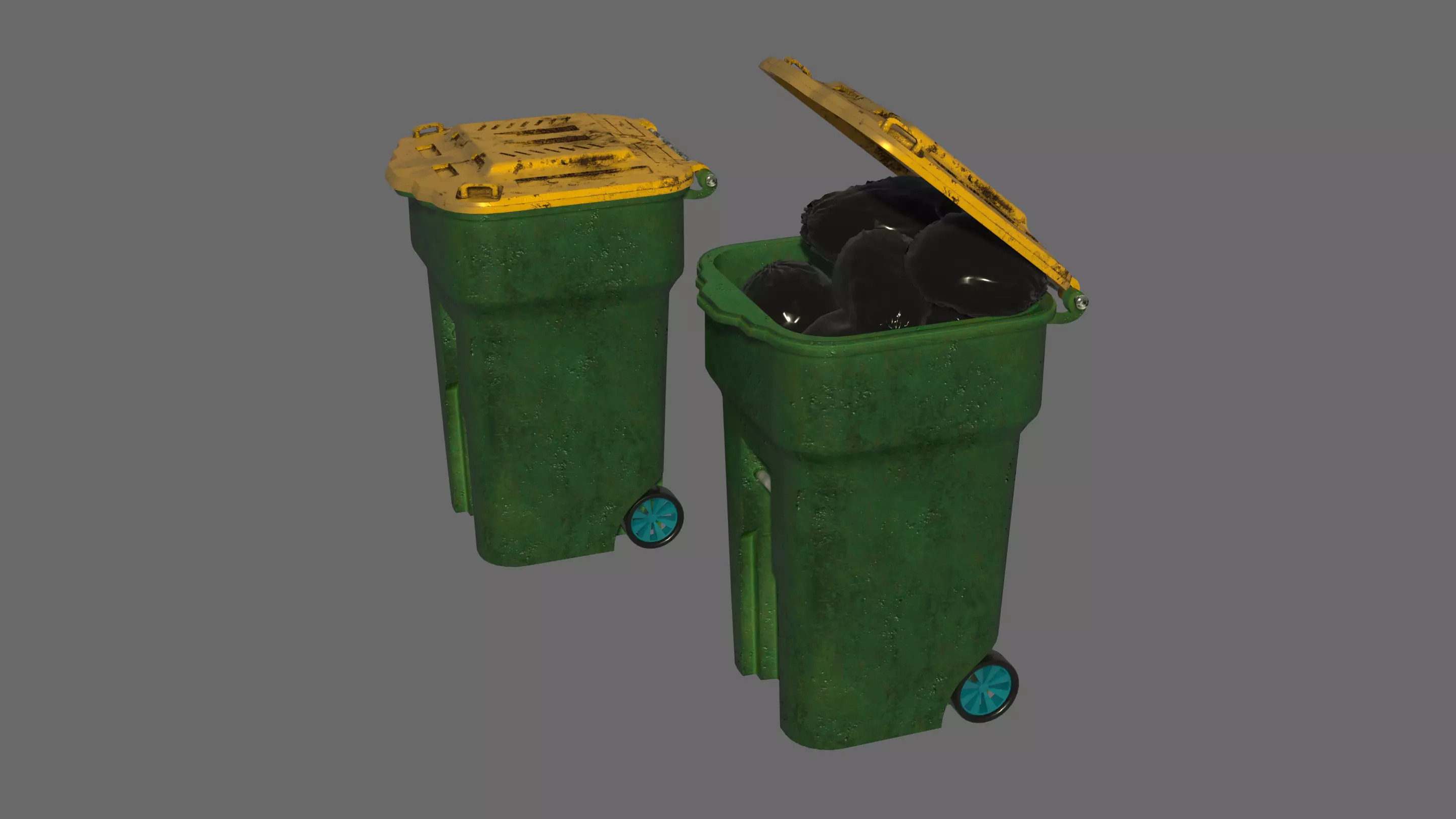 Garbage can Low-poly 3D model_0