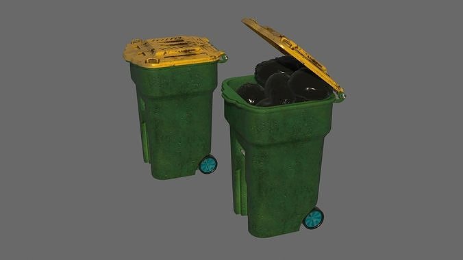 Garbage can Low-poly 3D model