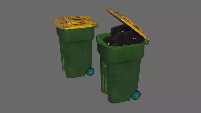 Garbage can Low-poly 3D model