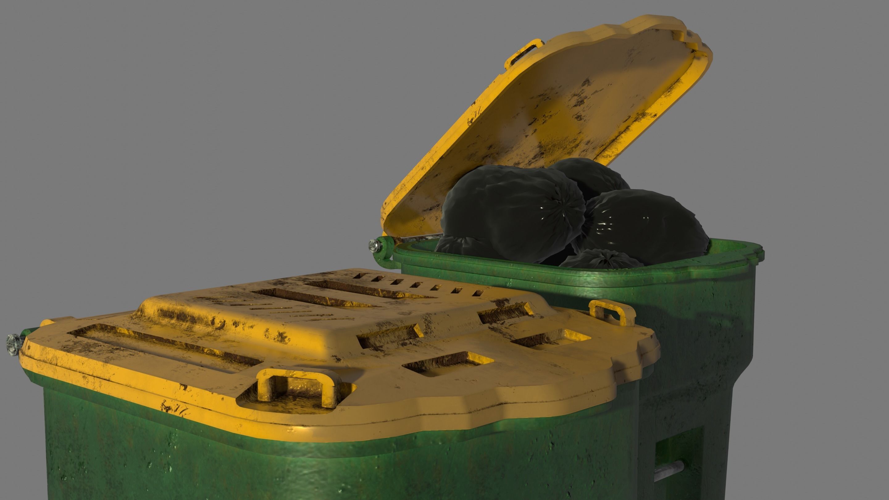 Garbage can Low-poly 3D model_2