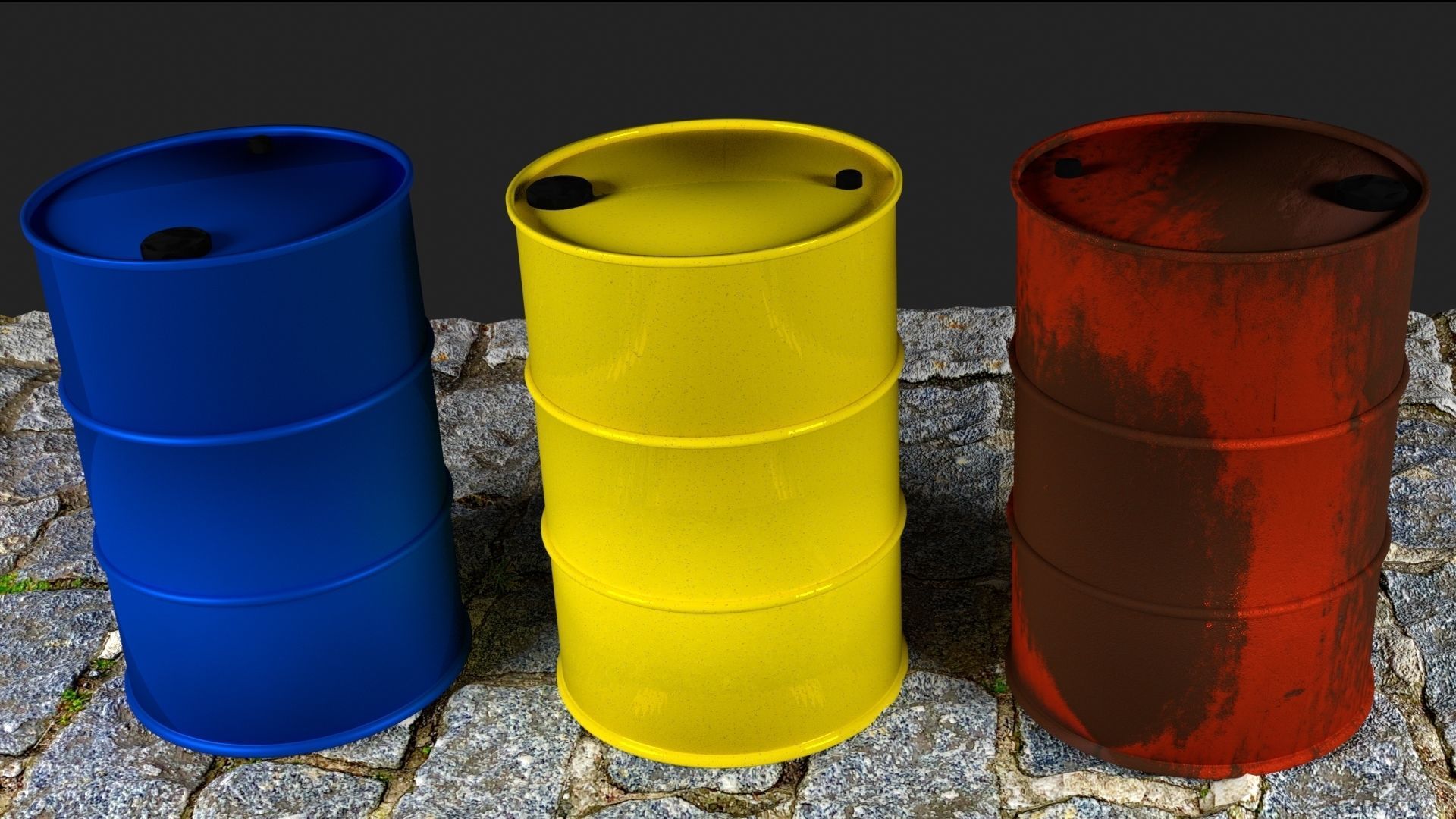 Oil barrel Free low-poly 3D model_3
