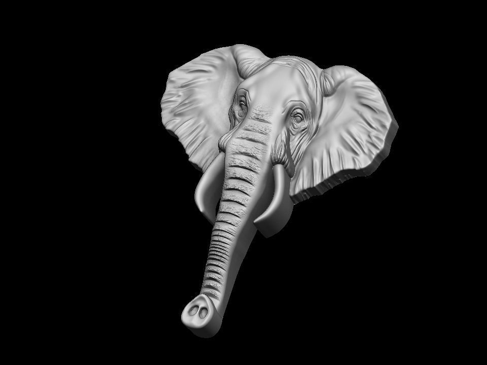 Elephant bas relief pendant 3D print model_11
