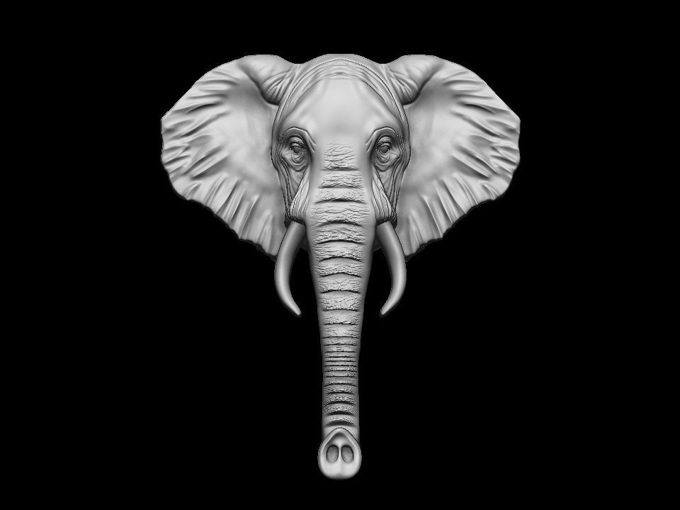 Elephant bas relief pendant 3D print model_8