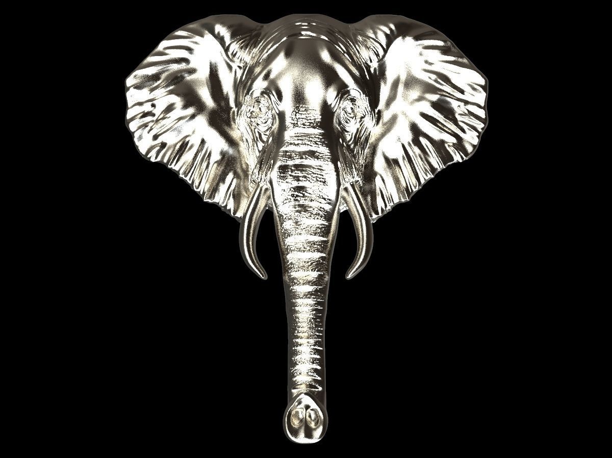 Elephant bas relief pendant 3D print model_4