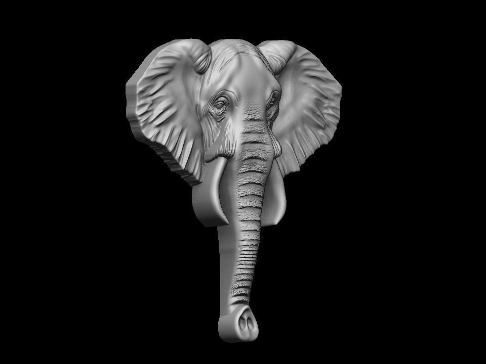 Elephant bas relief pendant 3D print model_9