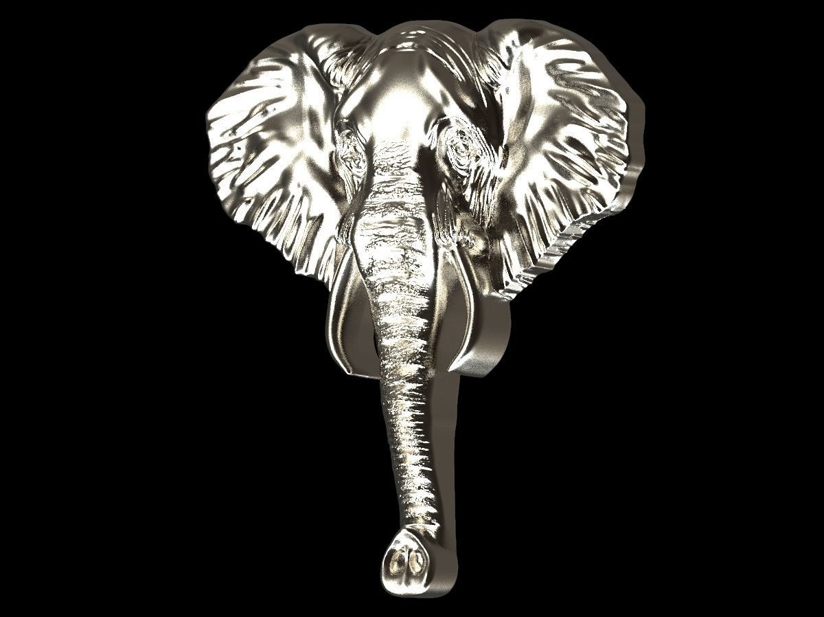 Elephant bas relief pendant 3D print model_7