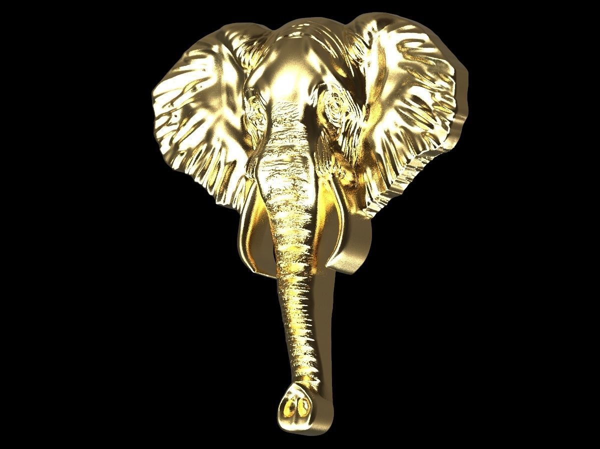 Elephant bas relief pendant 3D print model_3