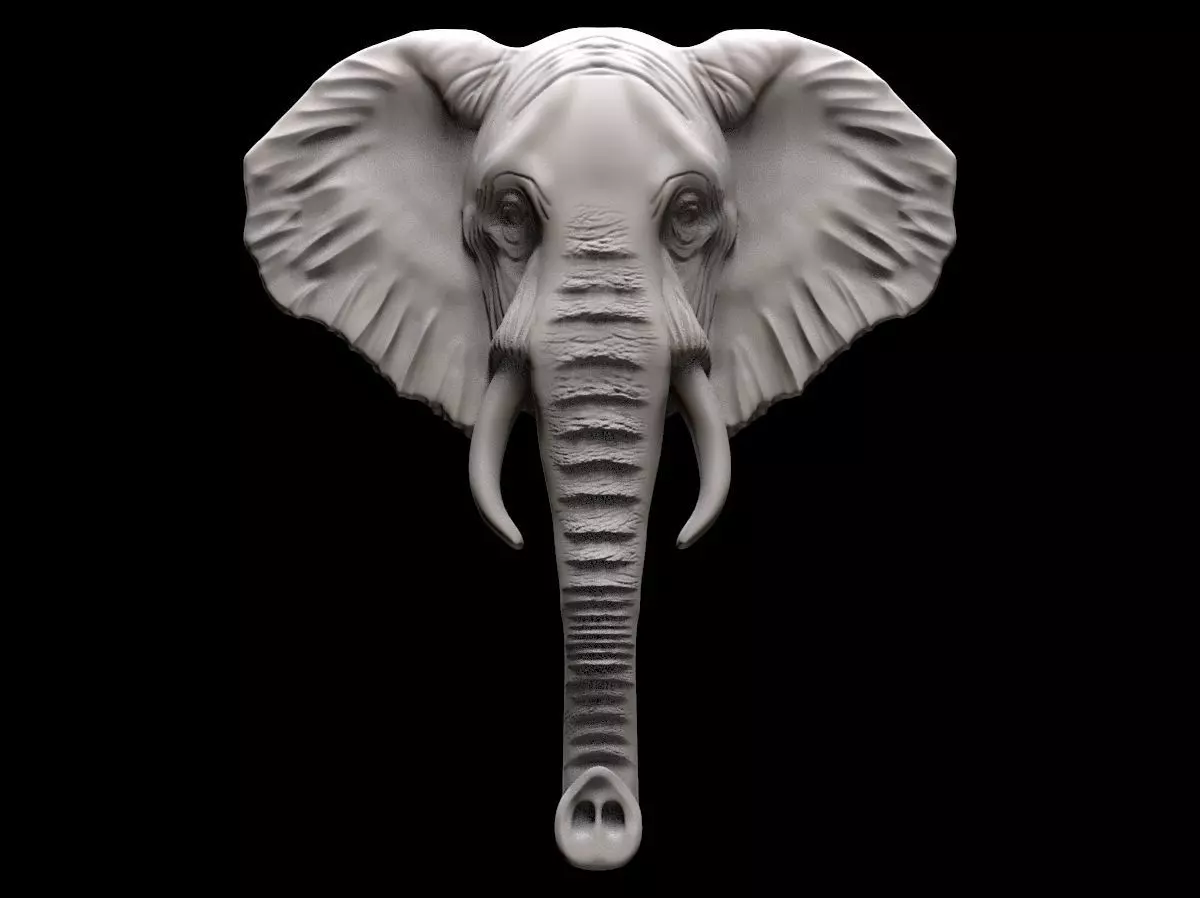 Elephant bas relief pendant 3D print model_0
