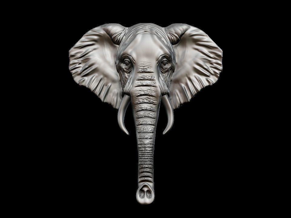 Elephant bas relief pendant 3D print model_12