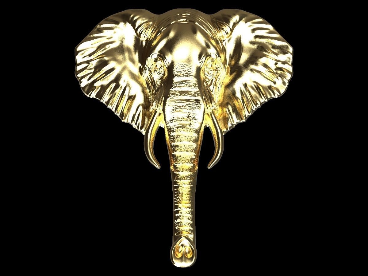 Elephant bas relief pendant 3D print model_2
