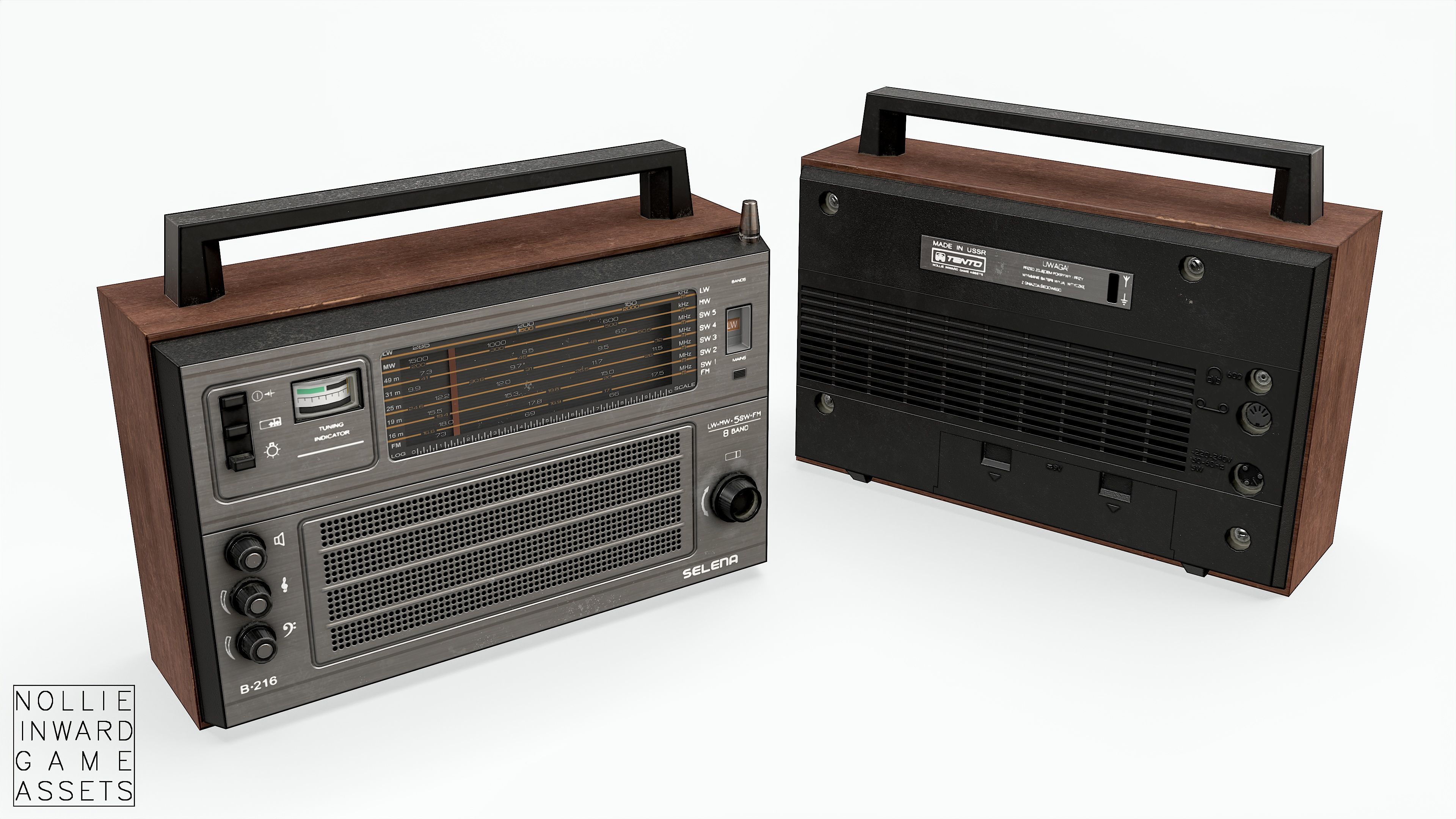 Soviet Old Radio Low-poly 3D model_9