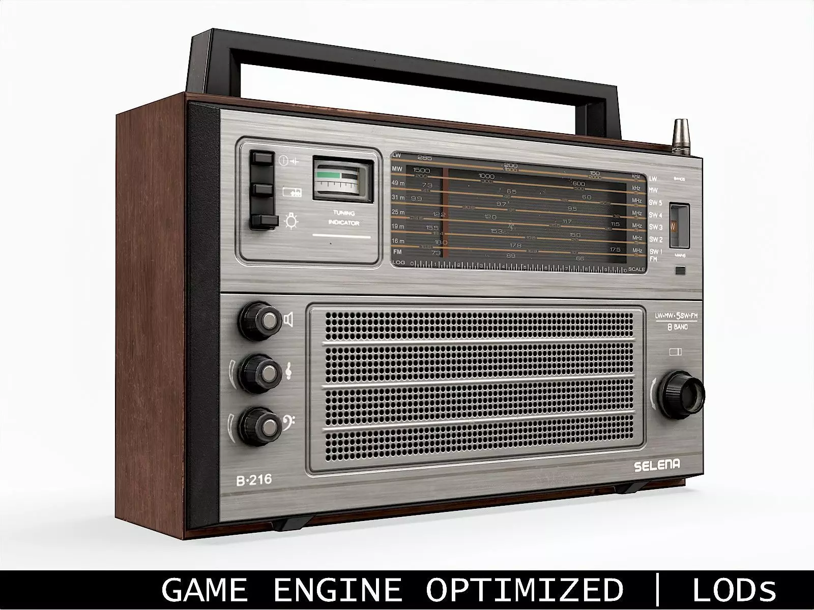 Soviet Old Radio Low-poly 3D model_0