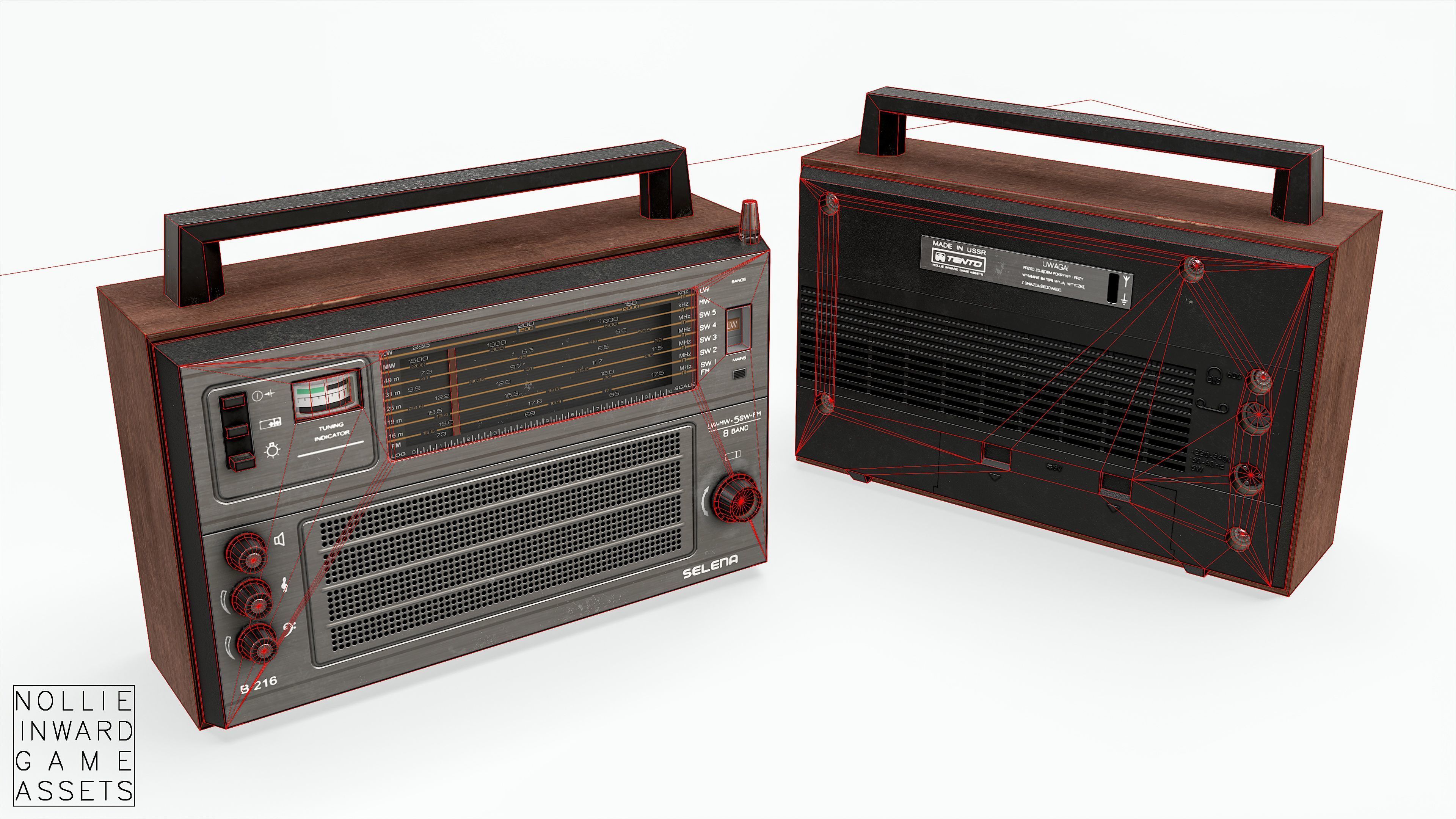 Soviet Old Radio Low-poly 3D model_10
