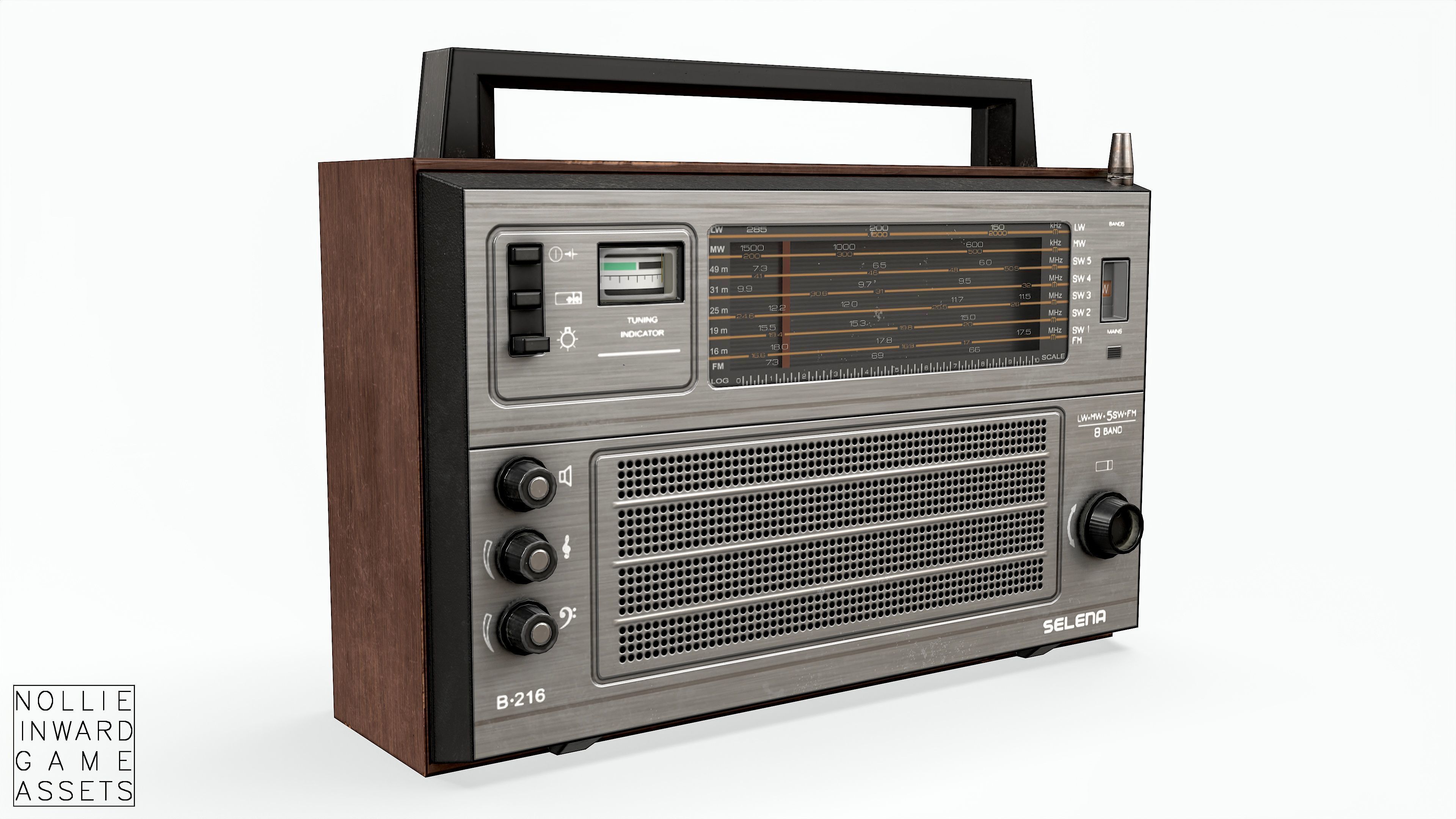 Soviet Old Radio Low-poly 3D model_8