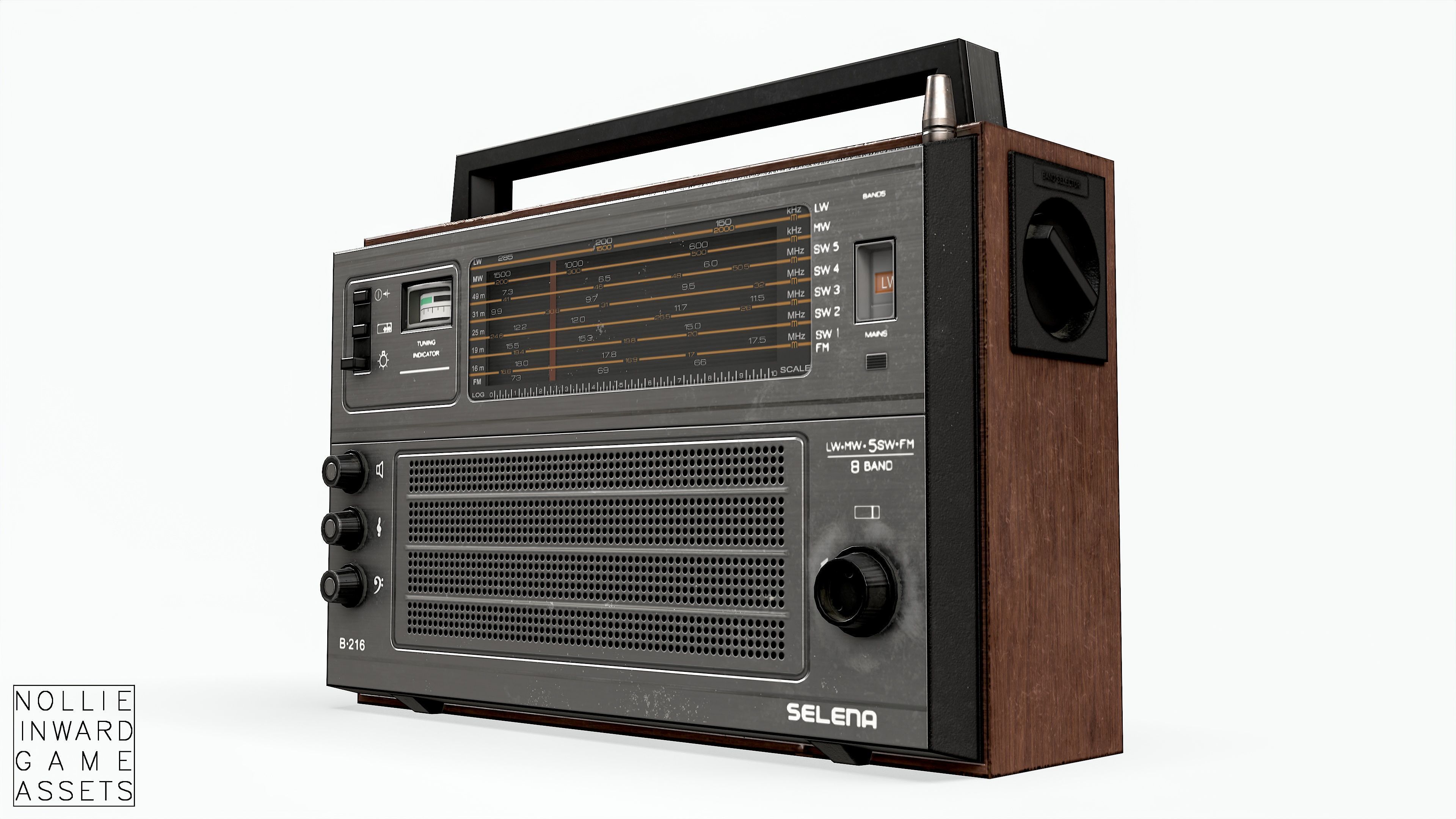 Soviet Old Radio Low-poly 3D model_6