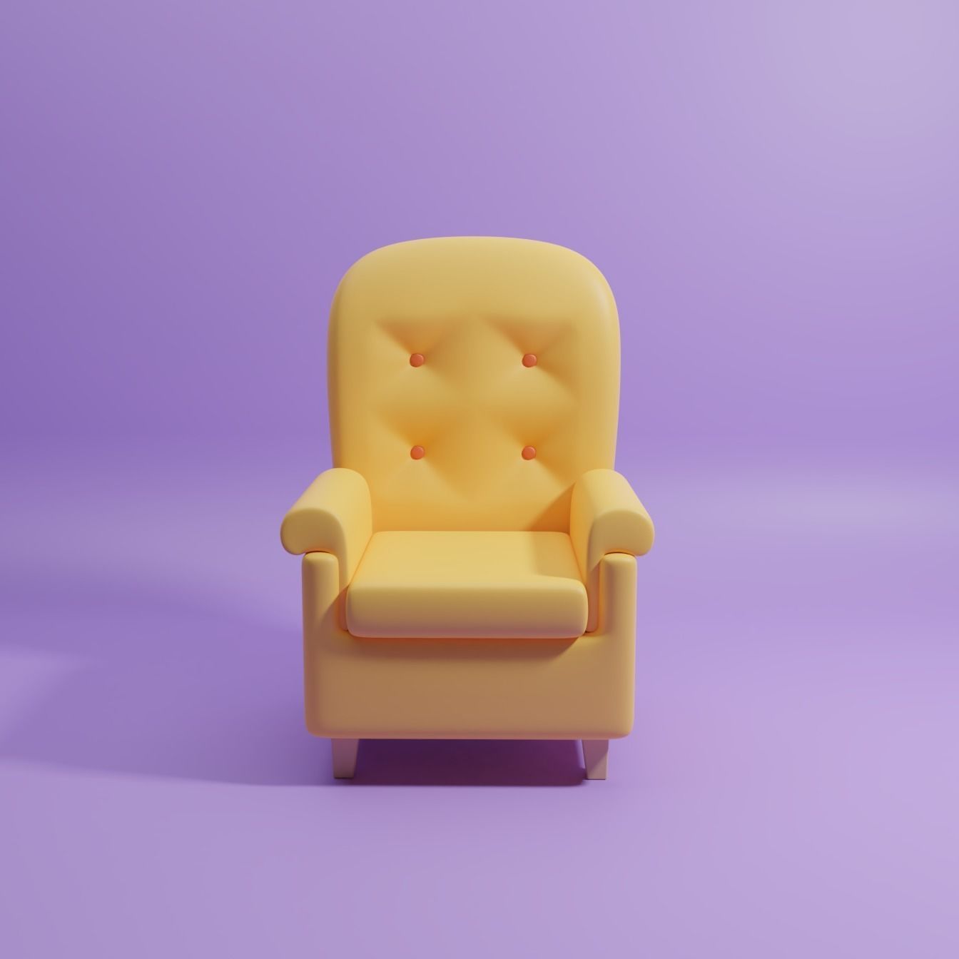 Lowpoly Cartoon Chair Low-poly 3D model_3