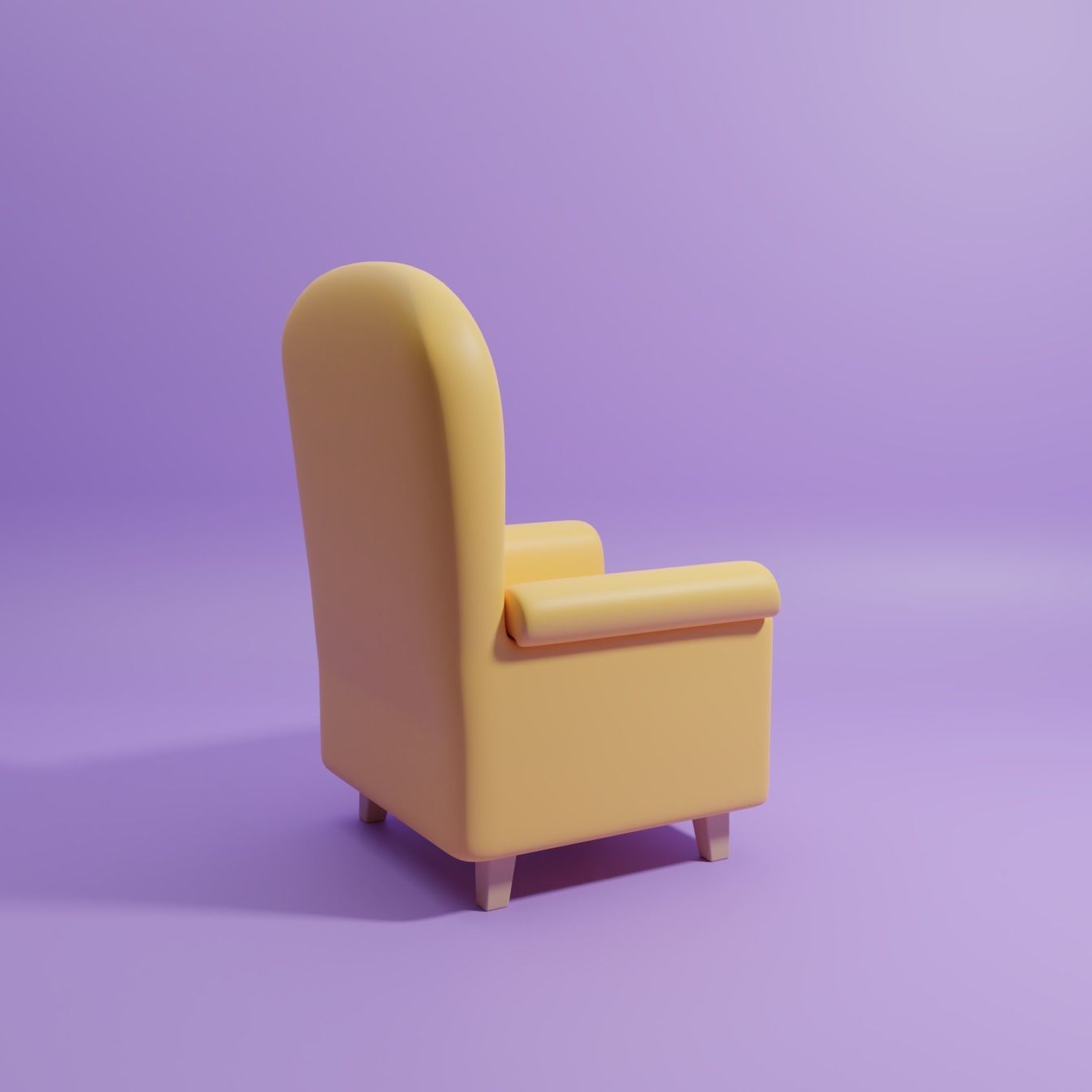 Lowpoly Cartoon Chair Low-poly 3D model_4