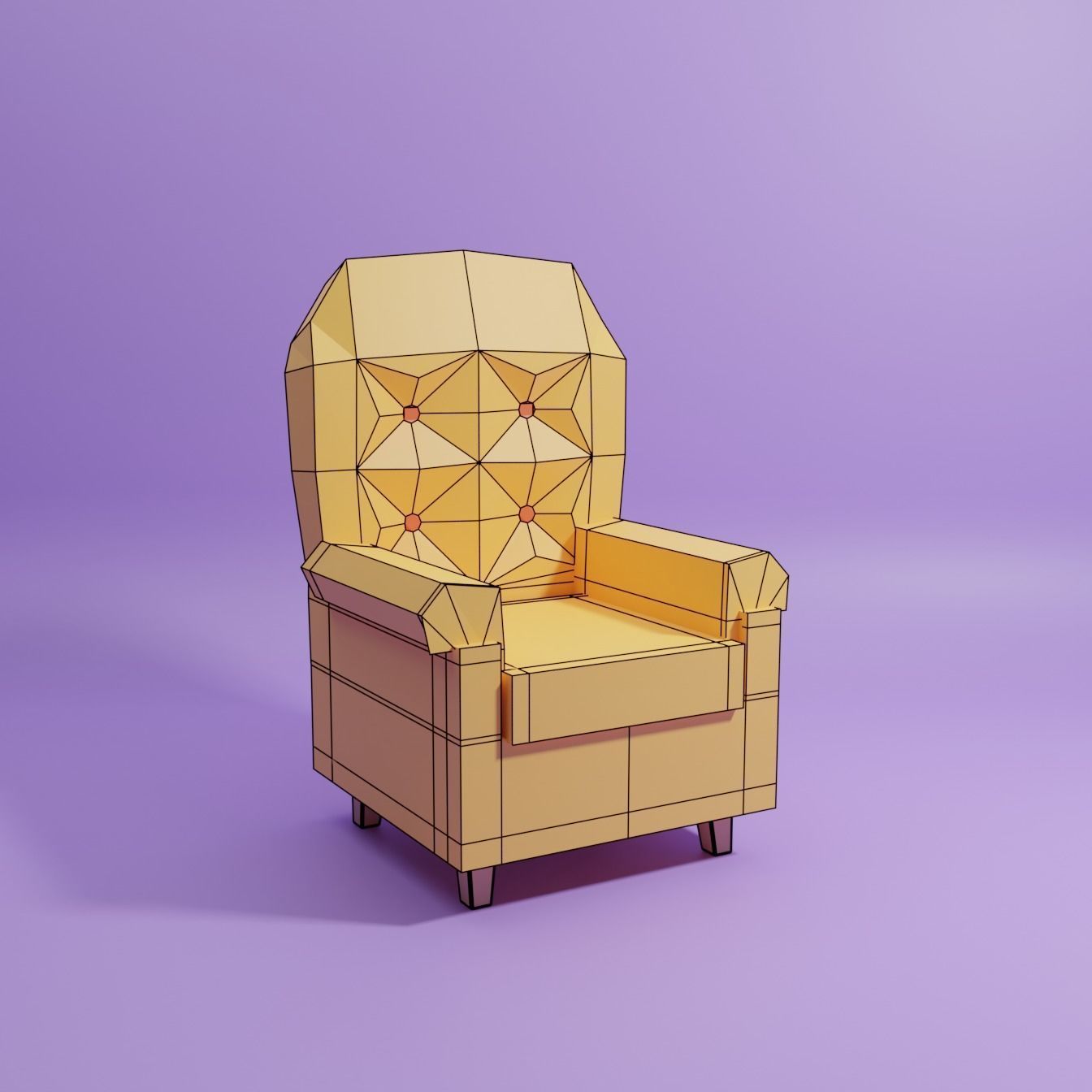 Lowpoly Cartoon Chair Low-poly 3D model_1