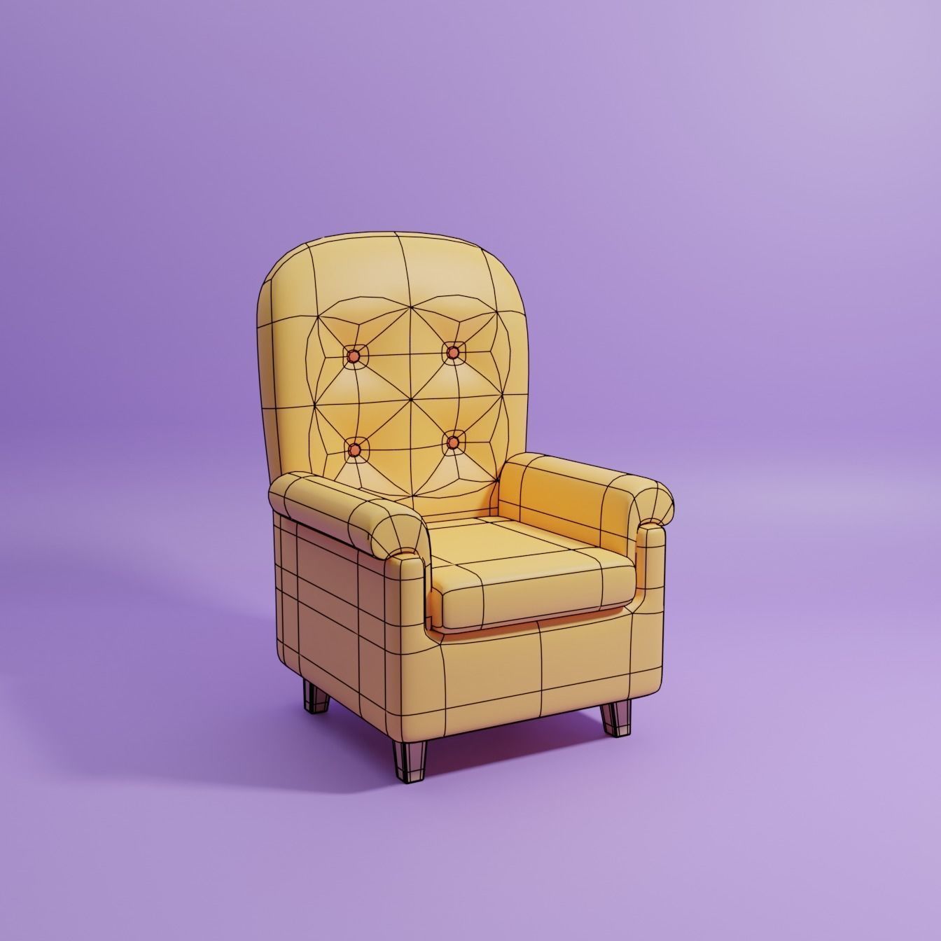 Lowpoly Cartoon Chair Low-poly 3D model_2